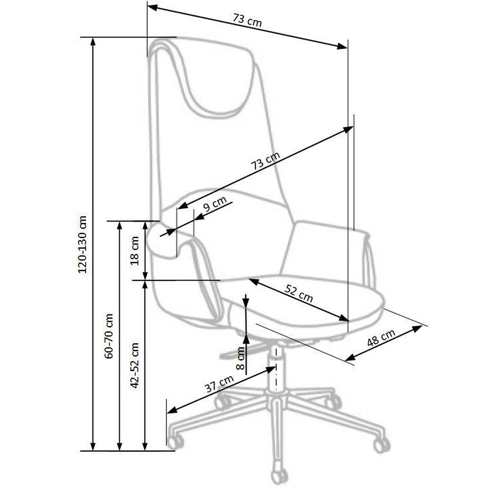 Scaun de birou CALVANO, maro/negru/crom, piele ecologica/metal, 73x73x120/130 cm