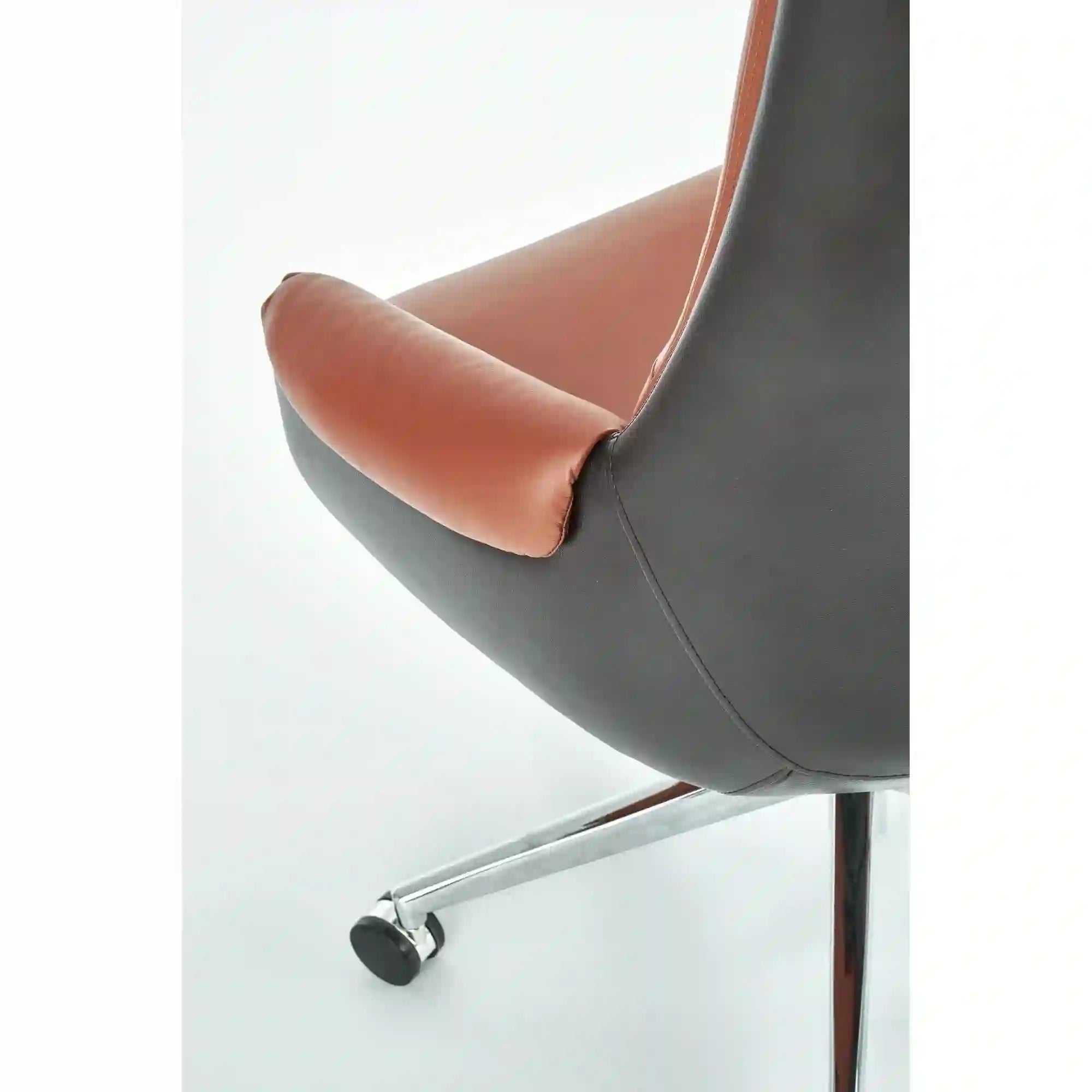 Scaun de birou CALVANO, maro/negru/crom, piele ecologica/metal, 73x73x120/130 cm