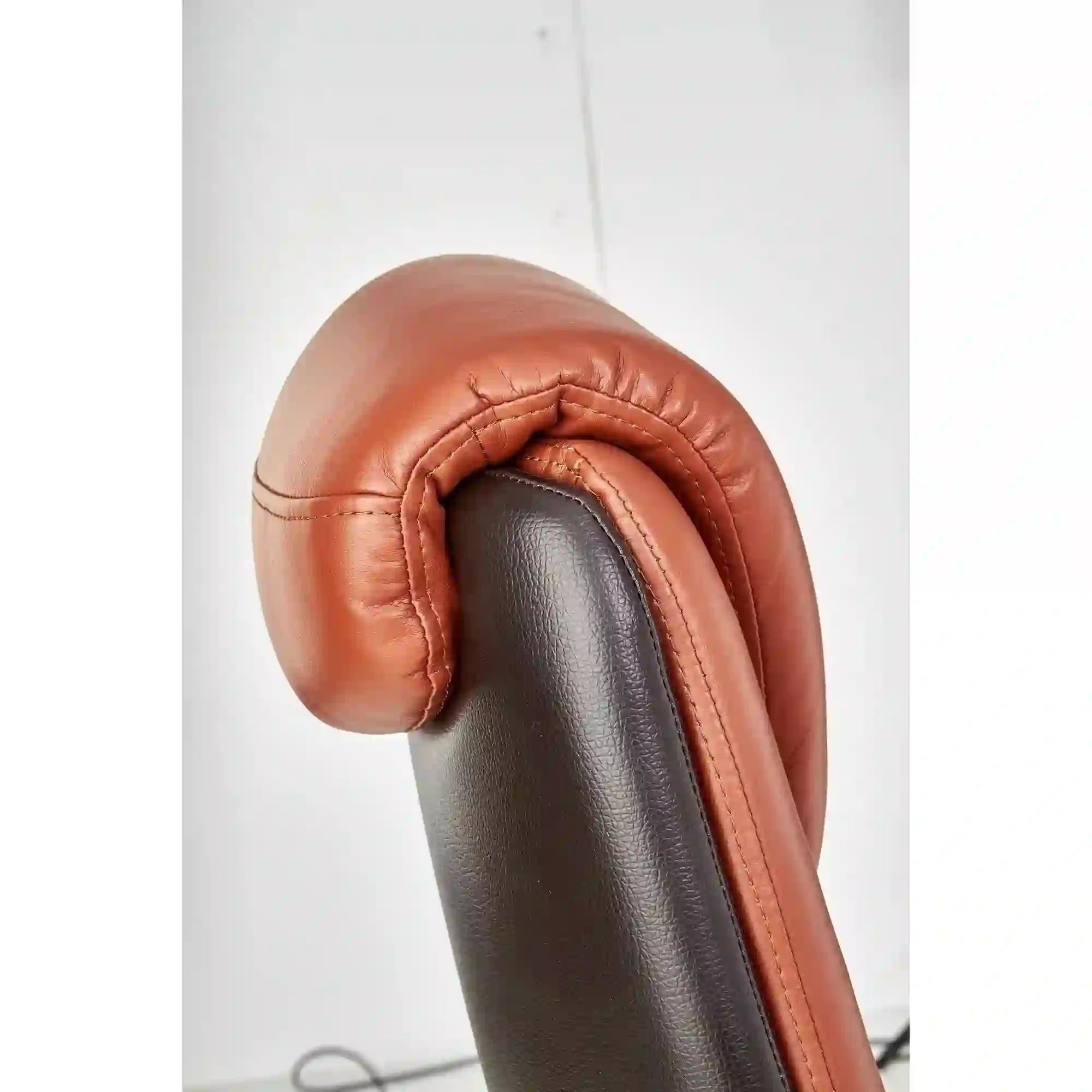 Scaun de birou CALVANO, maro/negru/crom, piele ecologica/metal, 73x73x120/130 cm