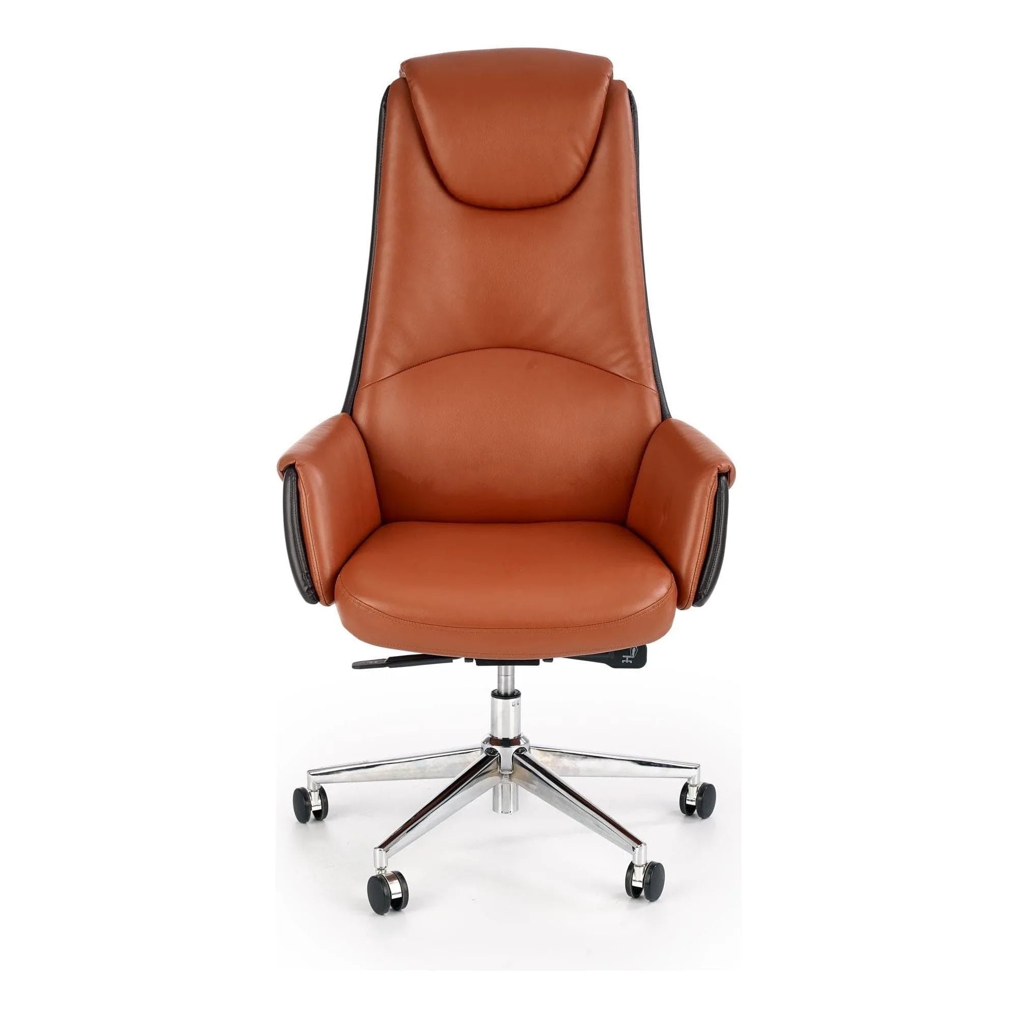 Scaun de birou CALVANO, maro/negru/crom, piele ecologica/metal, 73x73x120/130 cm