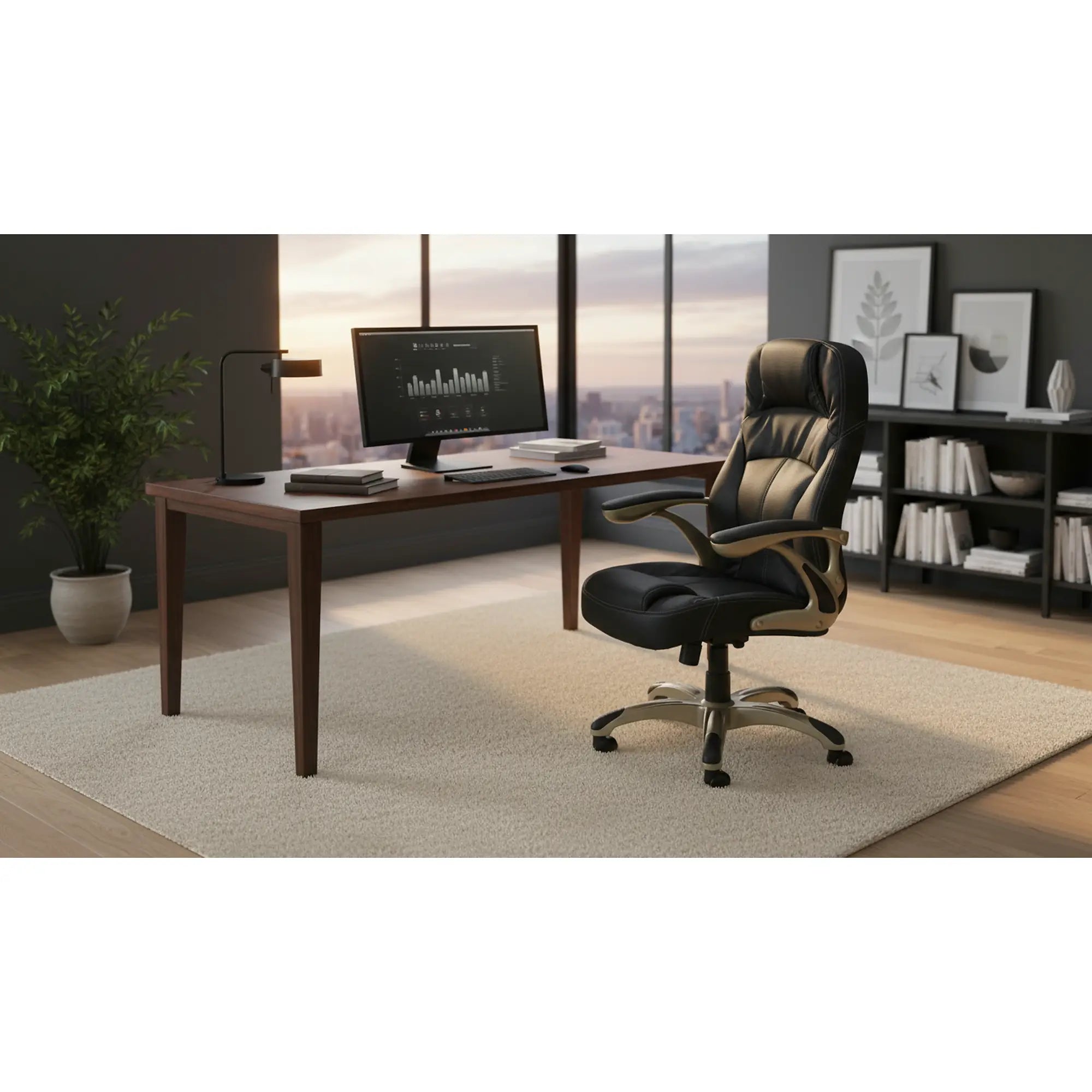 Scaun de birou CARLOS, negru, piele ecologica perforata/plastic, 66x70x106/114 cm