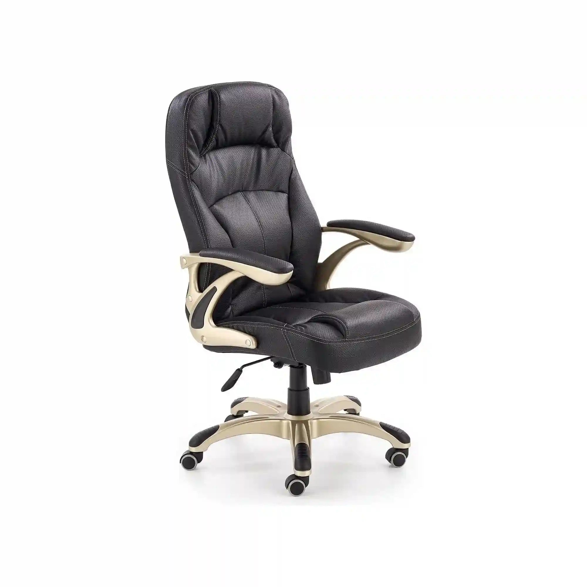 Scaun de birou CARLOS, negru, piele ecologica perforata/plastic, 66x70x106/114 cm