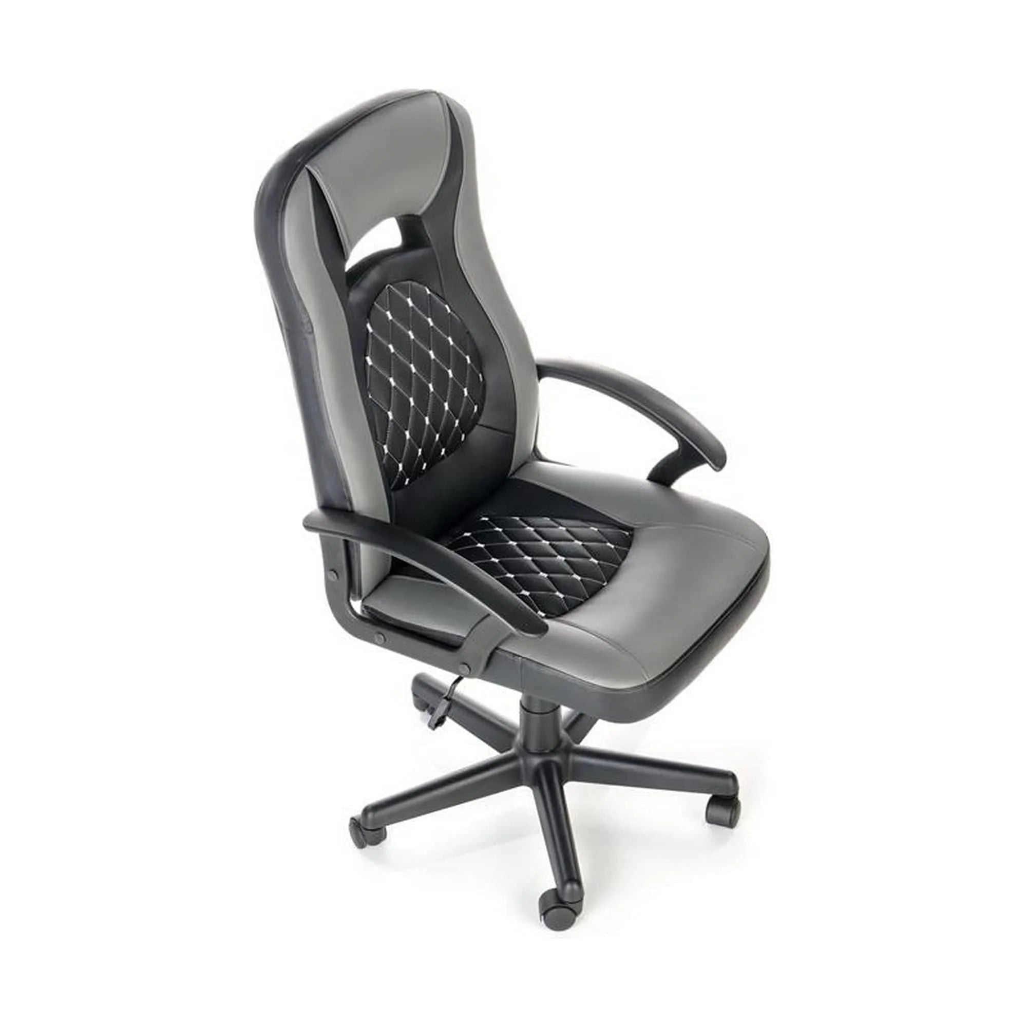 Scaun de birou CASTANO, negru/gri, piele ecologica/stofa, 60x64x107/117 cm