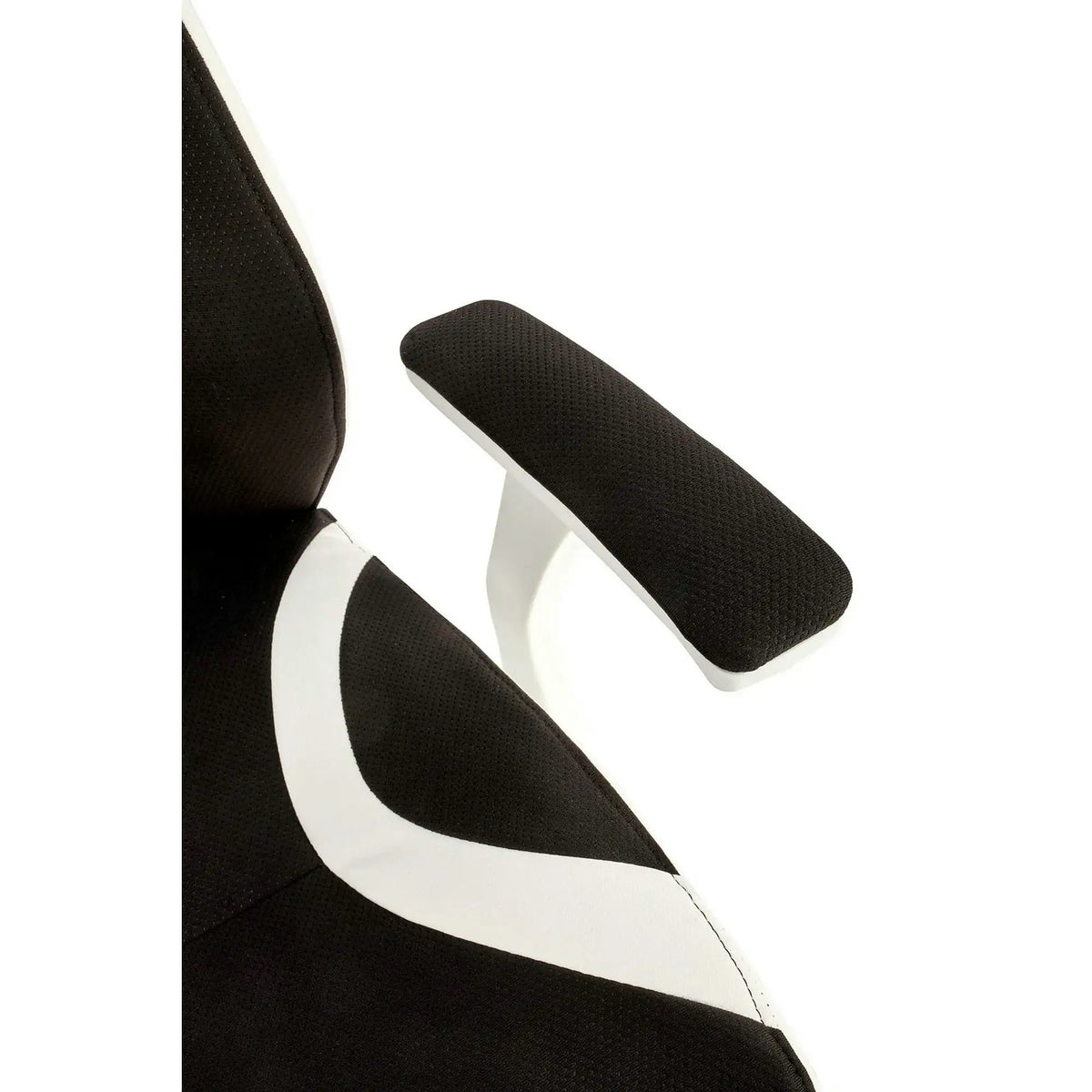 Scaun de birou CHRONO, negru/alb, stofa/piele ecologica, 65x70x120/128 cm