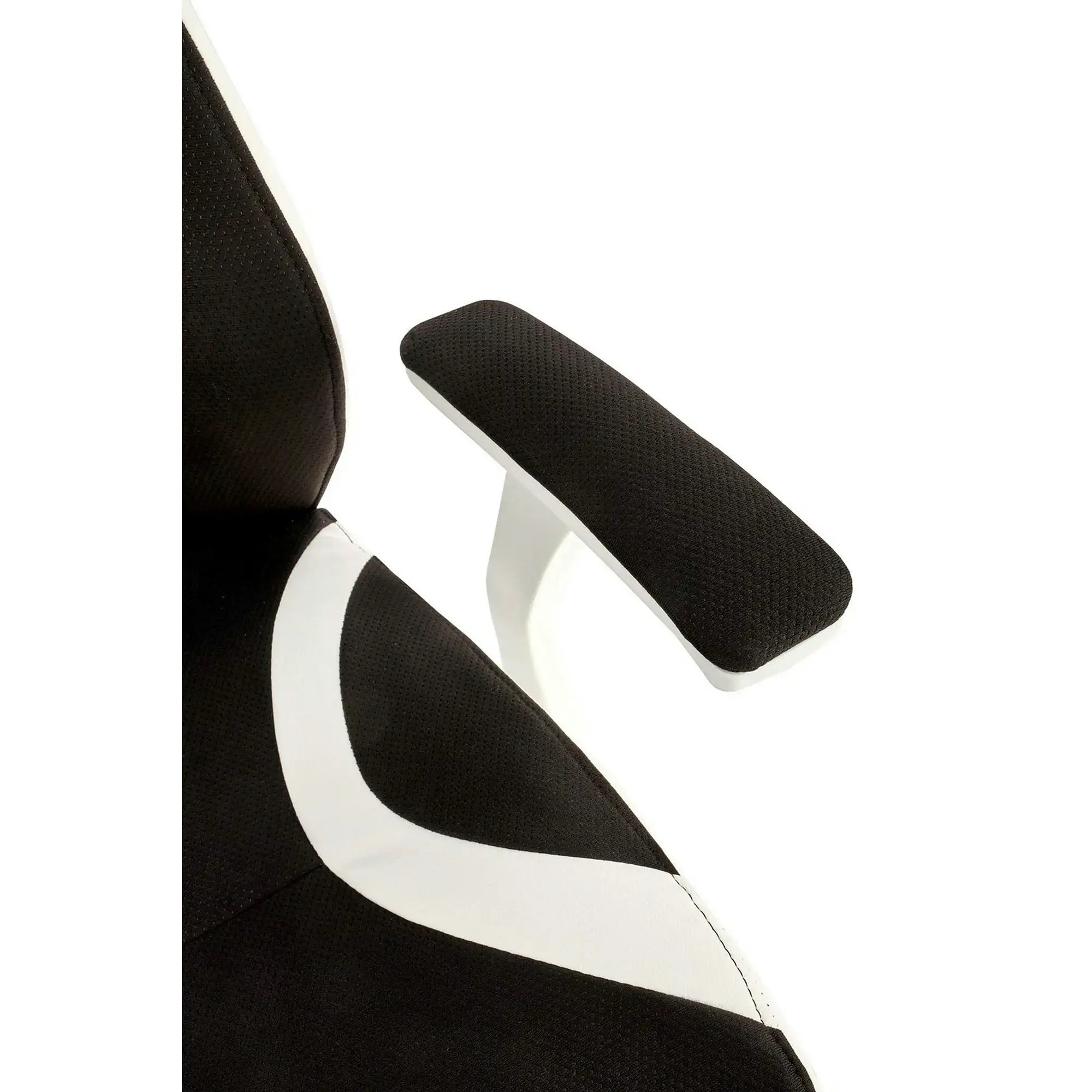 Scaun de birou CHRONO, negru/alb, stofa/piele ecologica, 65x70x120/128 cm