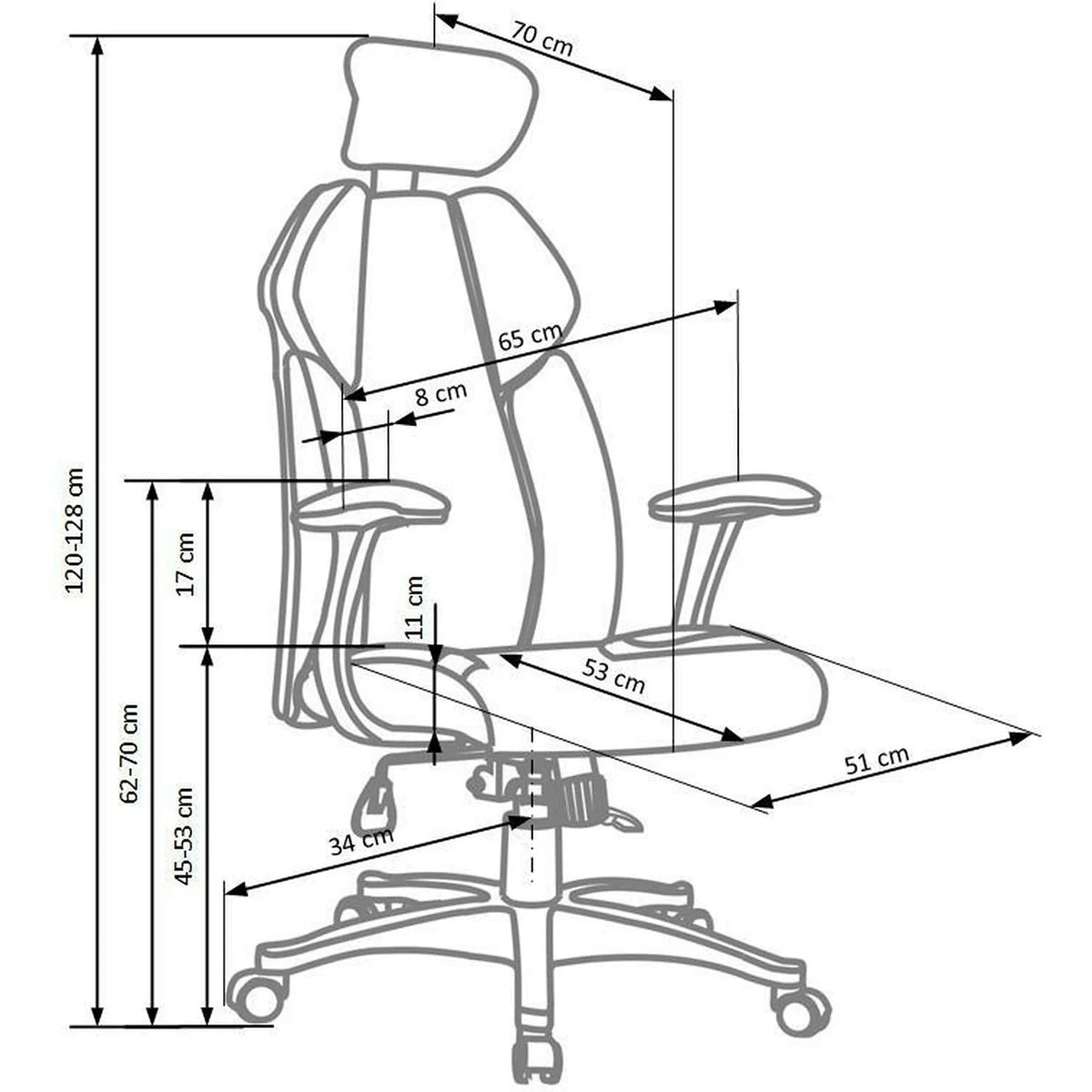 Scaun de birou CHRONO, negru/alb, stofa/piele ecologica, 65x70x120/128 cm