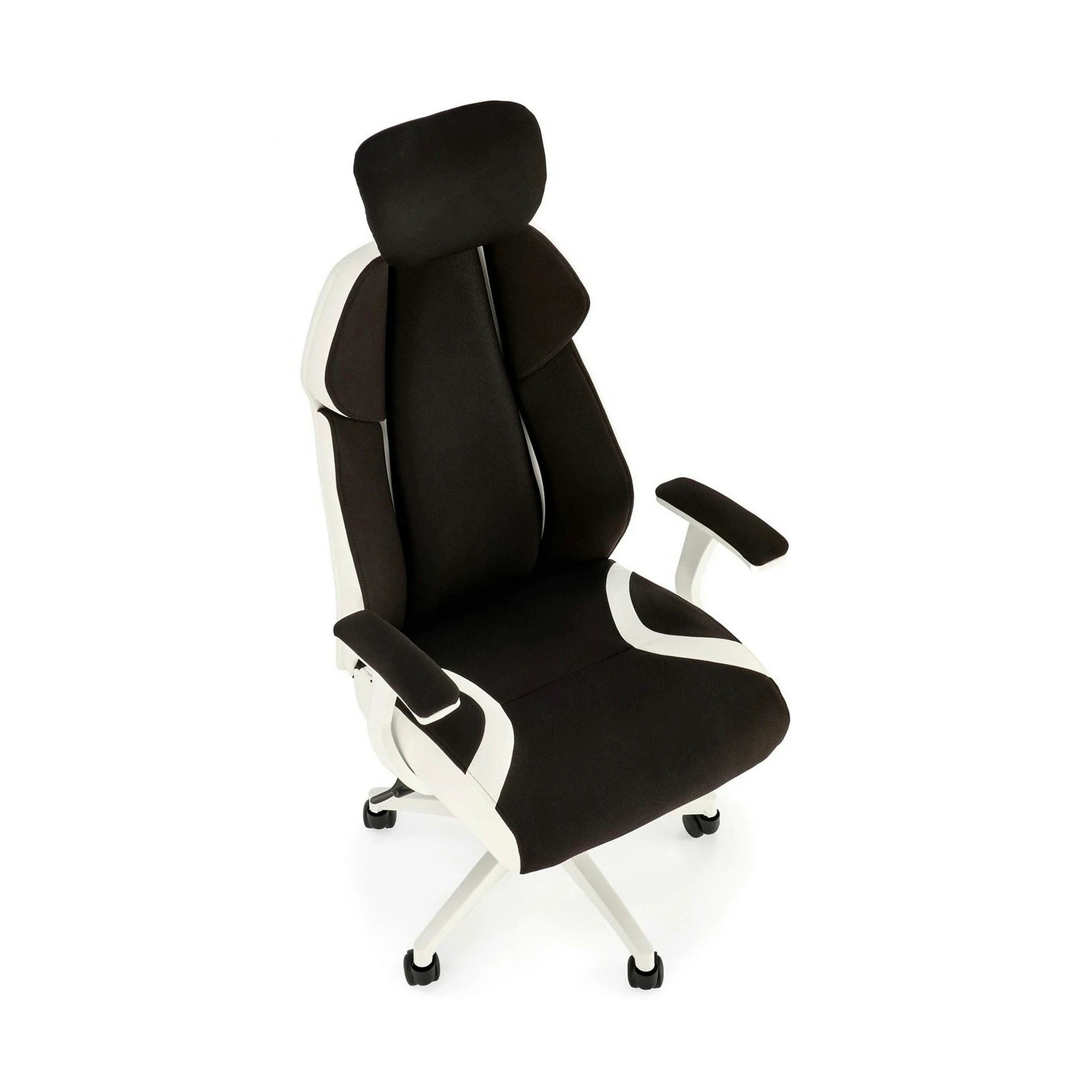 Scaun de birou CHRONO, negru/alb, stofa/piele ecologica, 65x70x120/128 cm