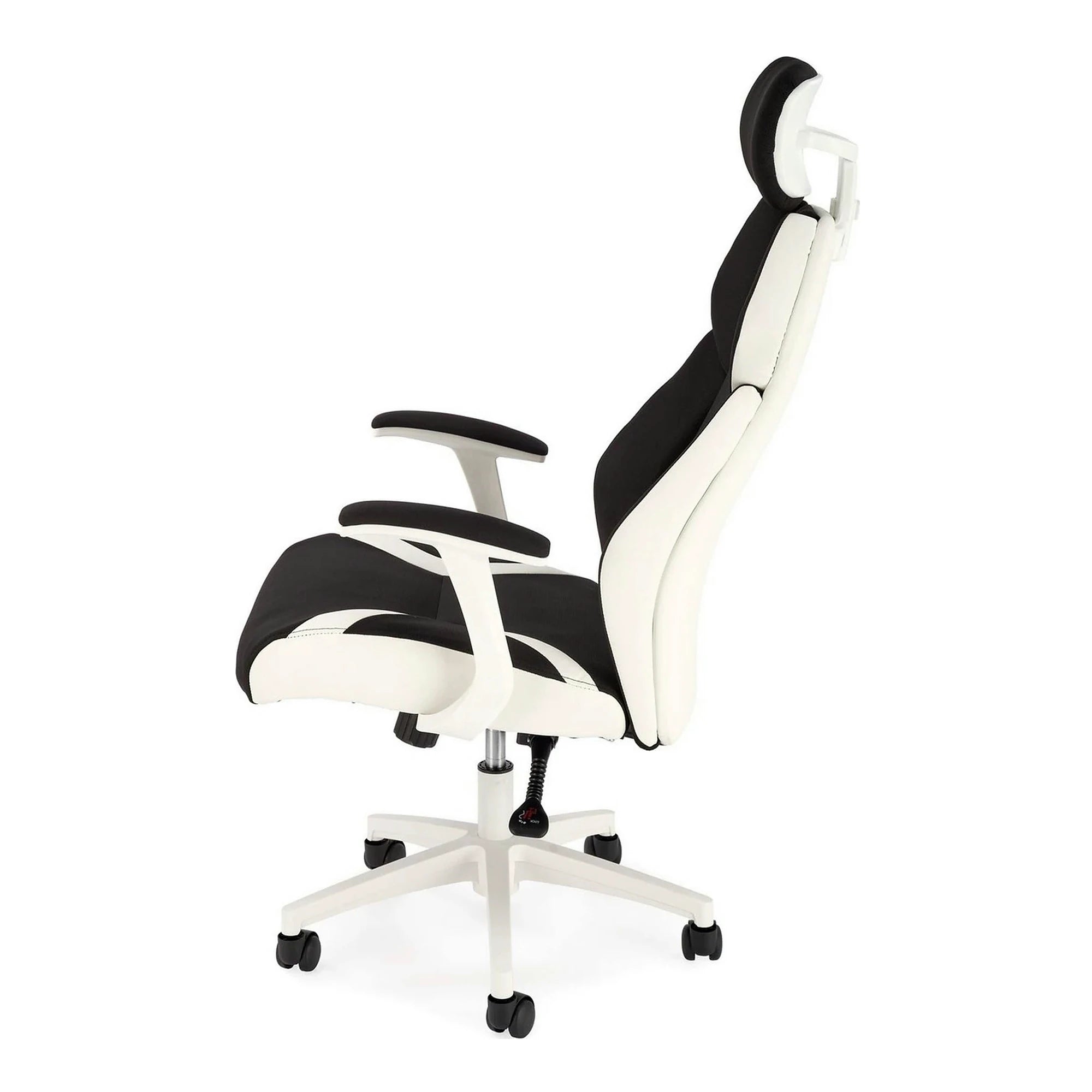 Scaun de birou CHRONO, negru/alb, stofa/piele ecologica, 65x70x120/128 cm