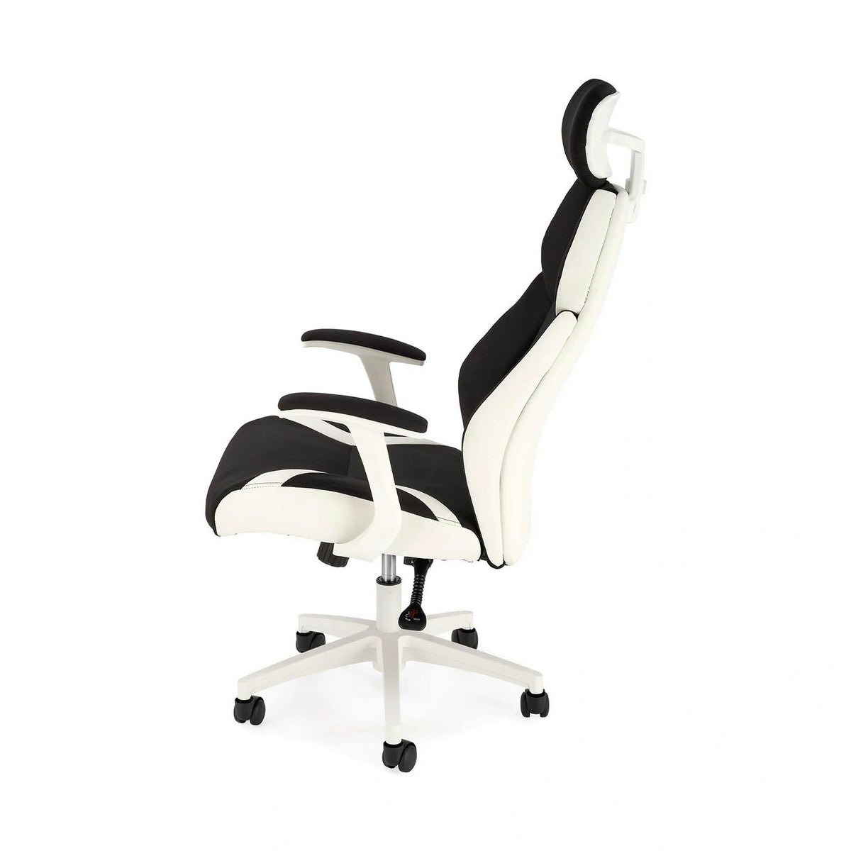 Scaun de birou CHRONO, negru/alb, stofa/piele ecologica, 65x70x120/128 cm