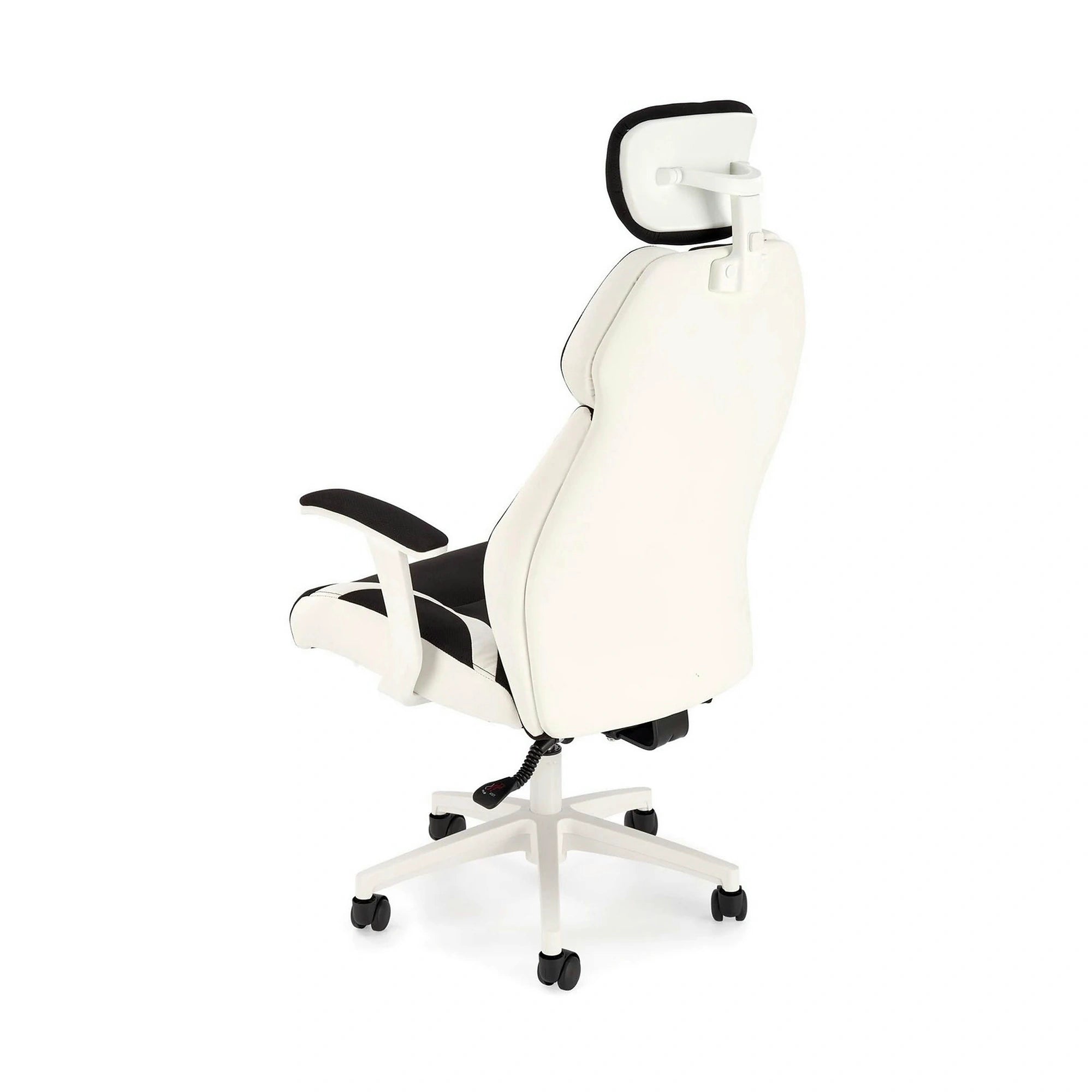 Scaun de birou CHRONO, negru/alb, stofa/piele ecologica, 65x70x120/128 cm