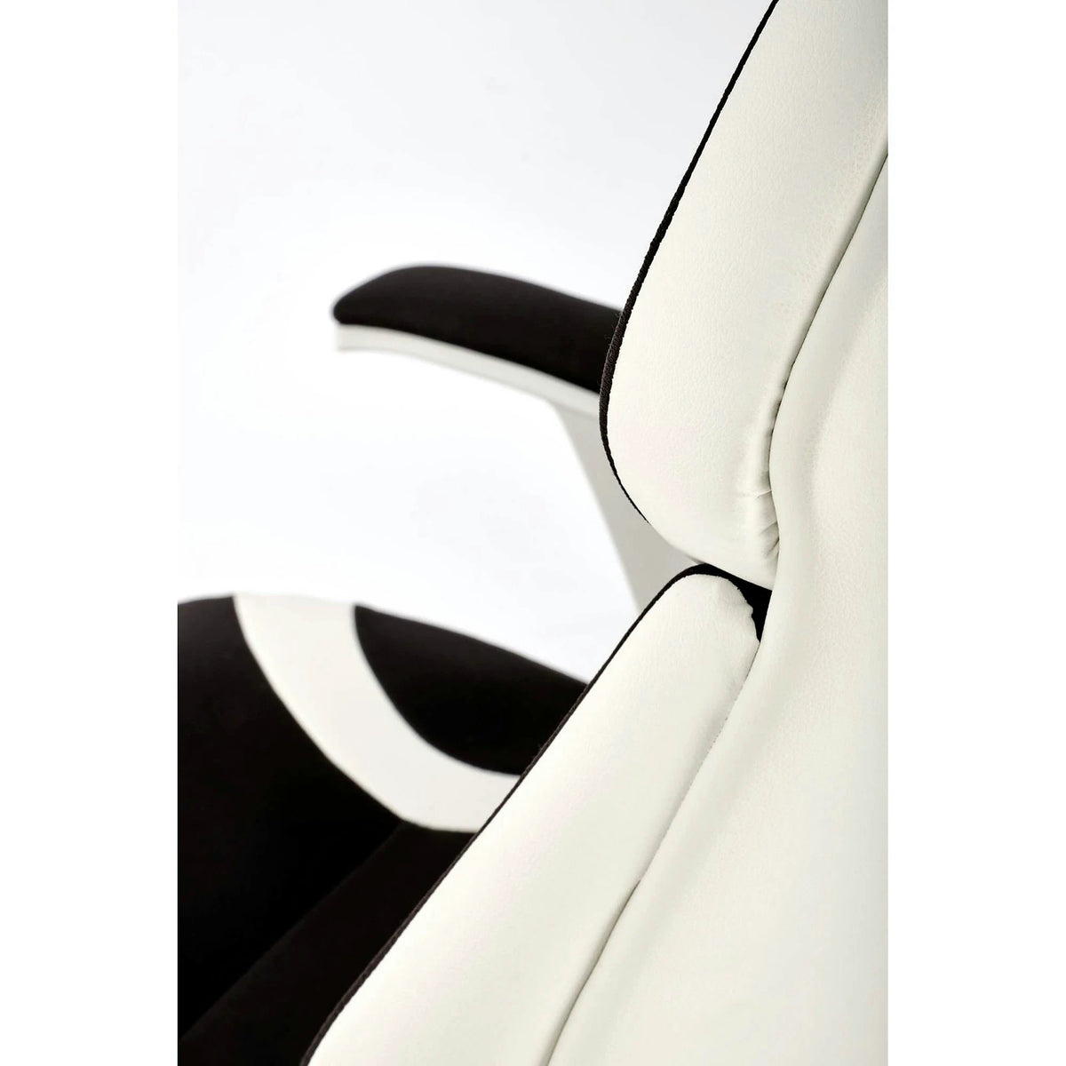 Scaun de birou CHRONO, negru/alb, stofa/piele ecologica, 65x70x120/128 cm