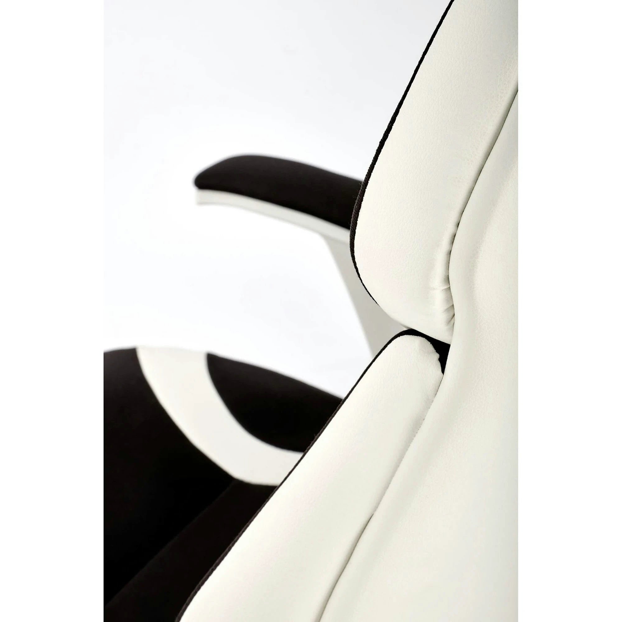 Scaun de birou CHRONO, negru/alb, stofa/piele ecologica, 65x70x120/128 cm