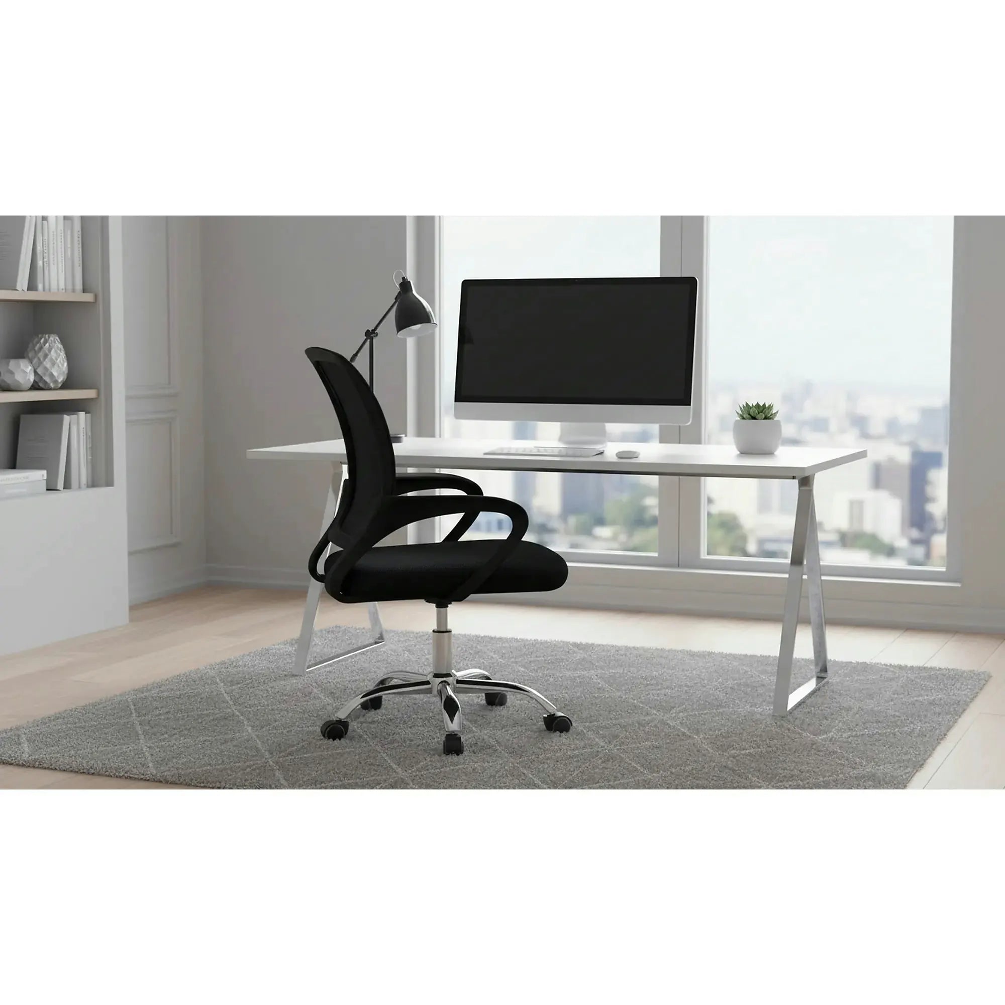 Scaun de birou DEX 4 NEW, negru, material textil/plasă, 57x55x86-94 cm