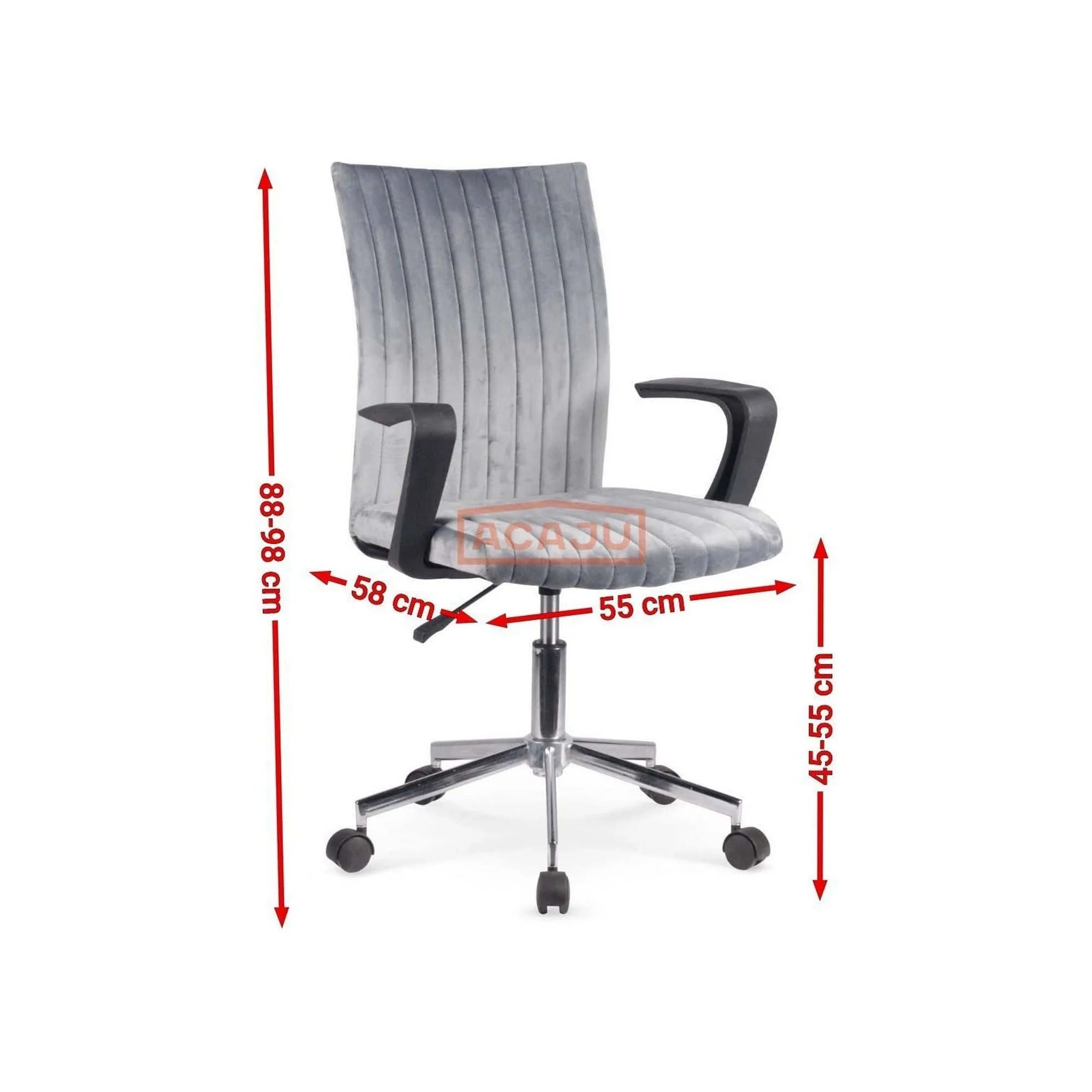 Scaun de birou DORAL, gri/negru/crom, stofa catifelata/metal, 55x58x88/97 cm