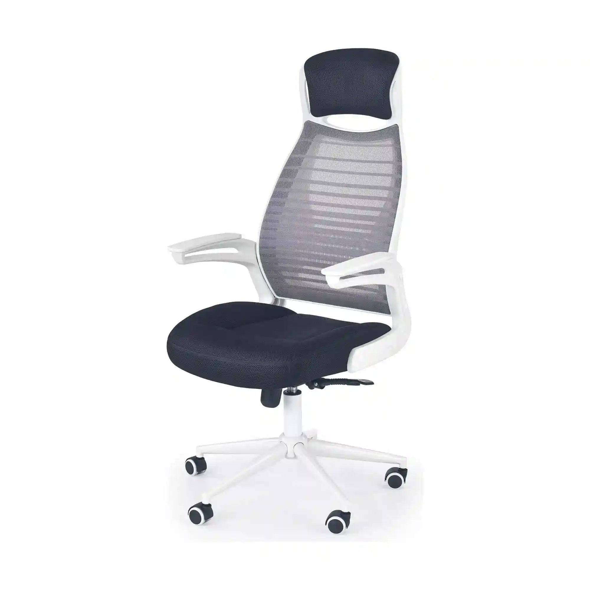 Scaun de birou FRANKLIN, negru/alb/gri, stofa mesh/metal, 60x65x116/124 cm