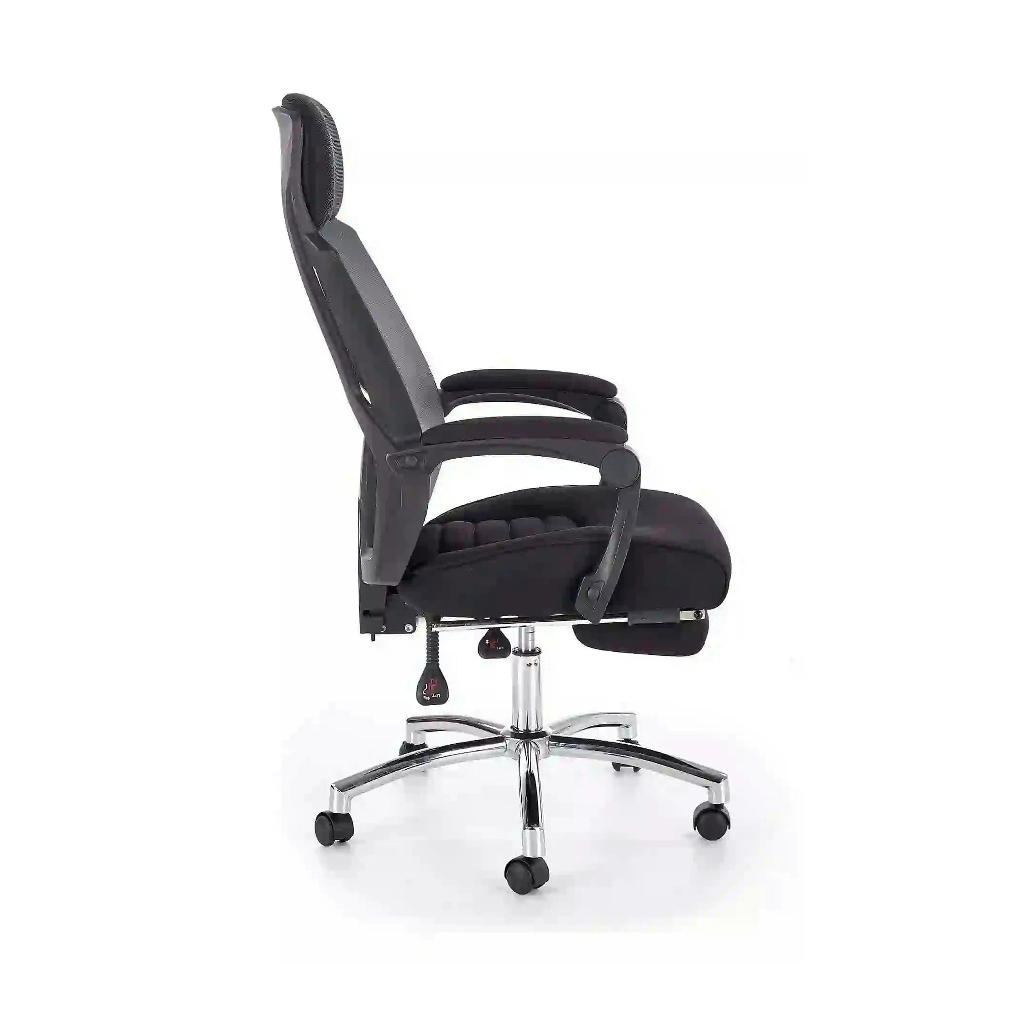 Scaun de birou FREEMAN, negru/crom, stofa/plasa/metal, 61x60x116/123 cm