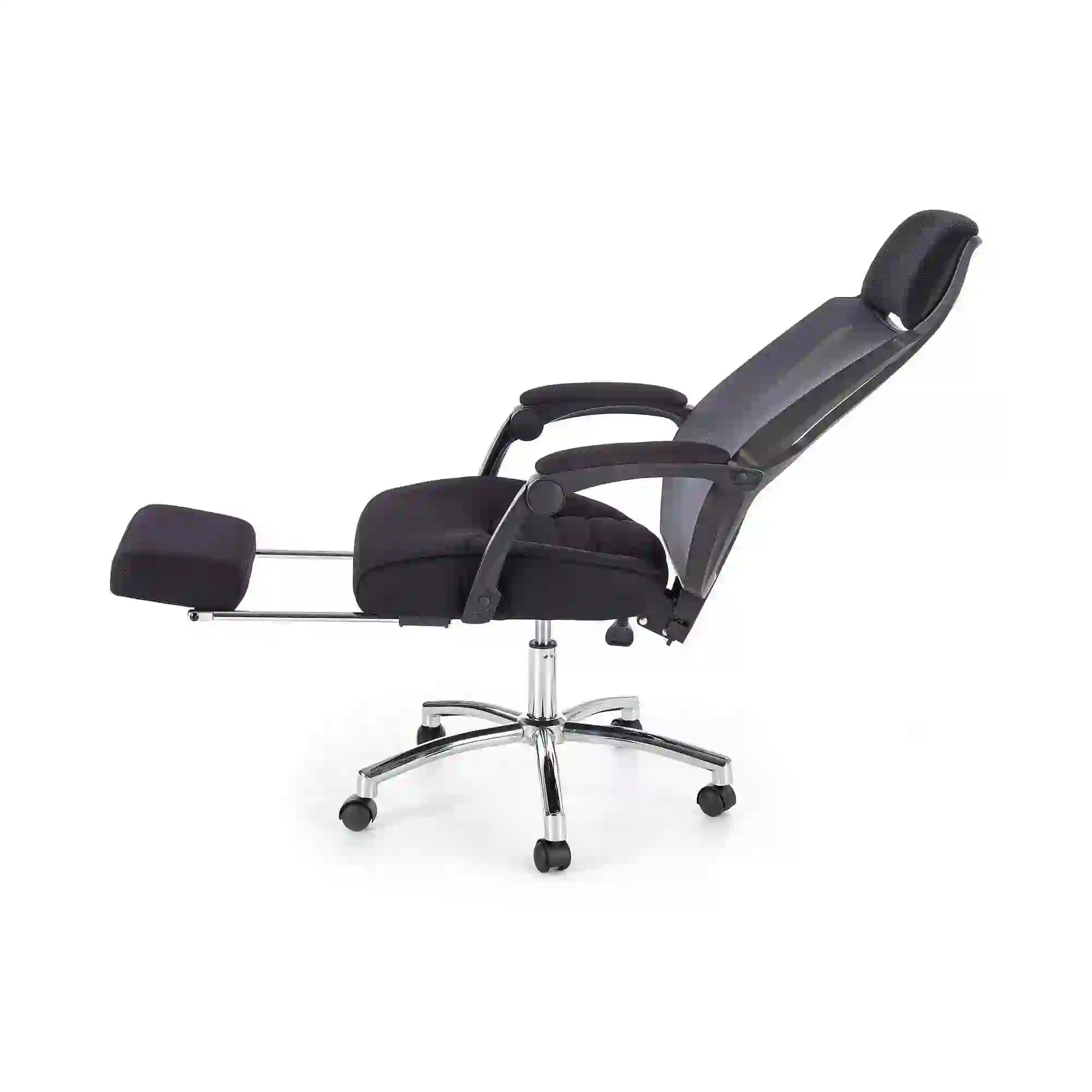 Scaun de birou FREEMAN, negru/crom, stofa/plasa/metal, 61x60x116/123 cm