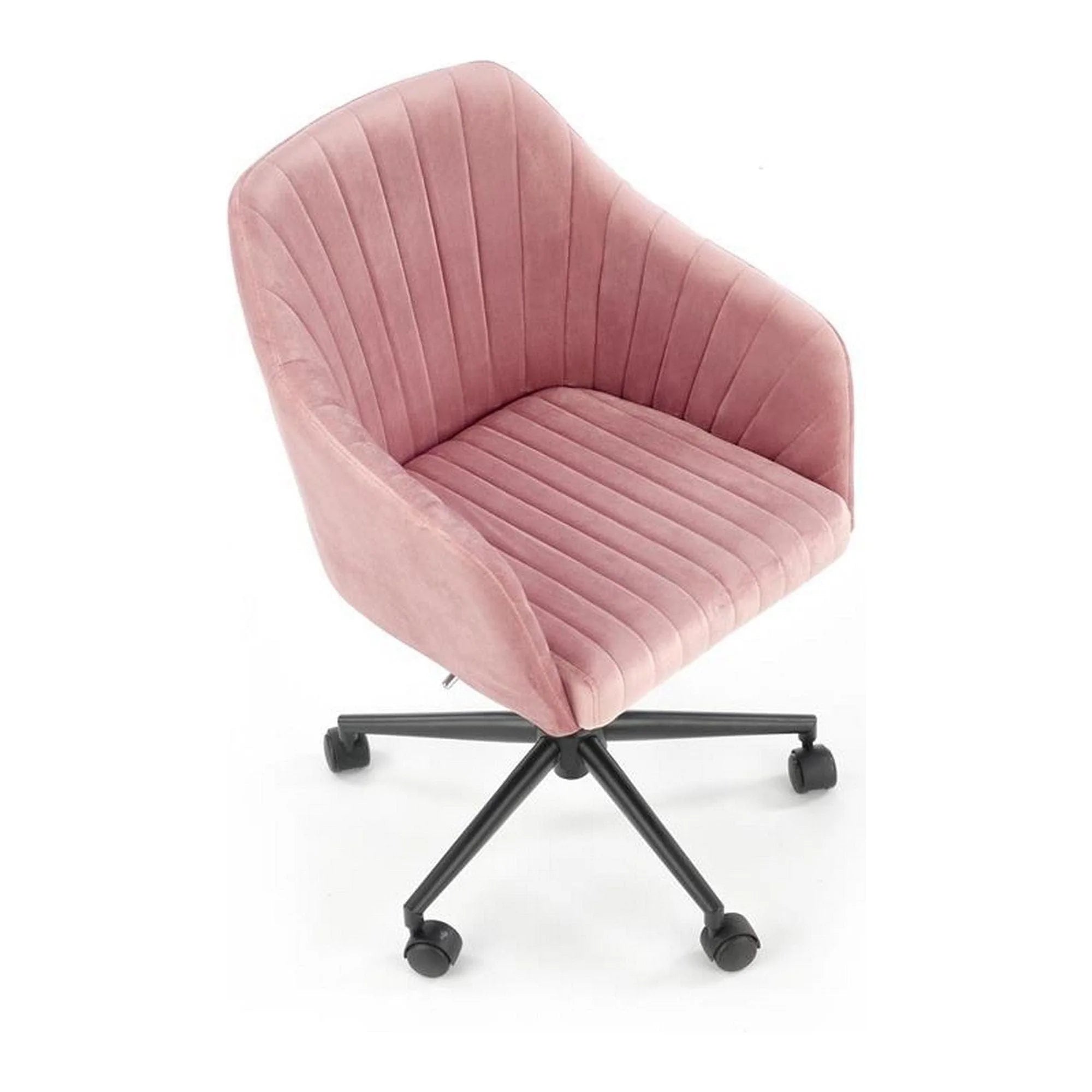 Scaun de birou FRESCO, roz, stofa catifelata, 57x55x79/89 cm