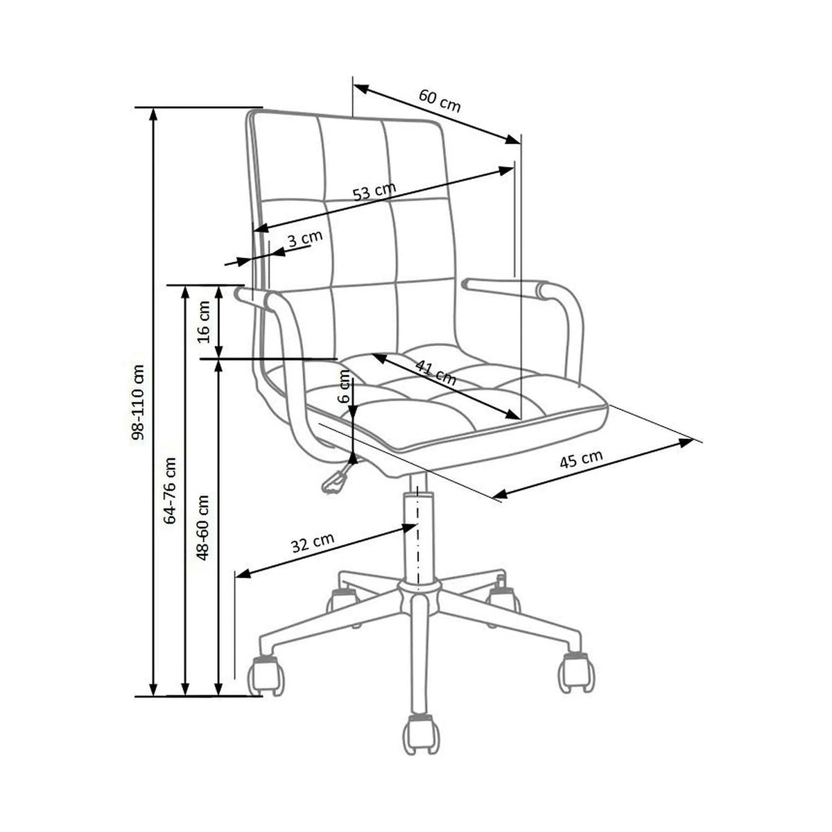 Scaun de birou GONZO 2, roz, piele ecologica, 53x60x98/110 cm