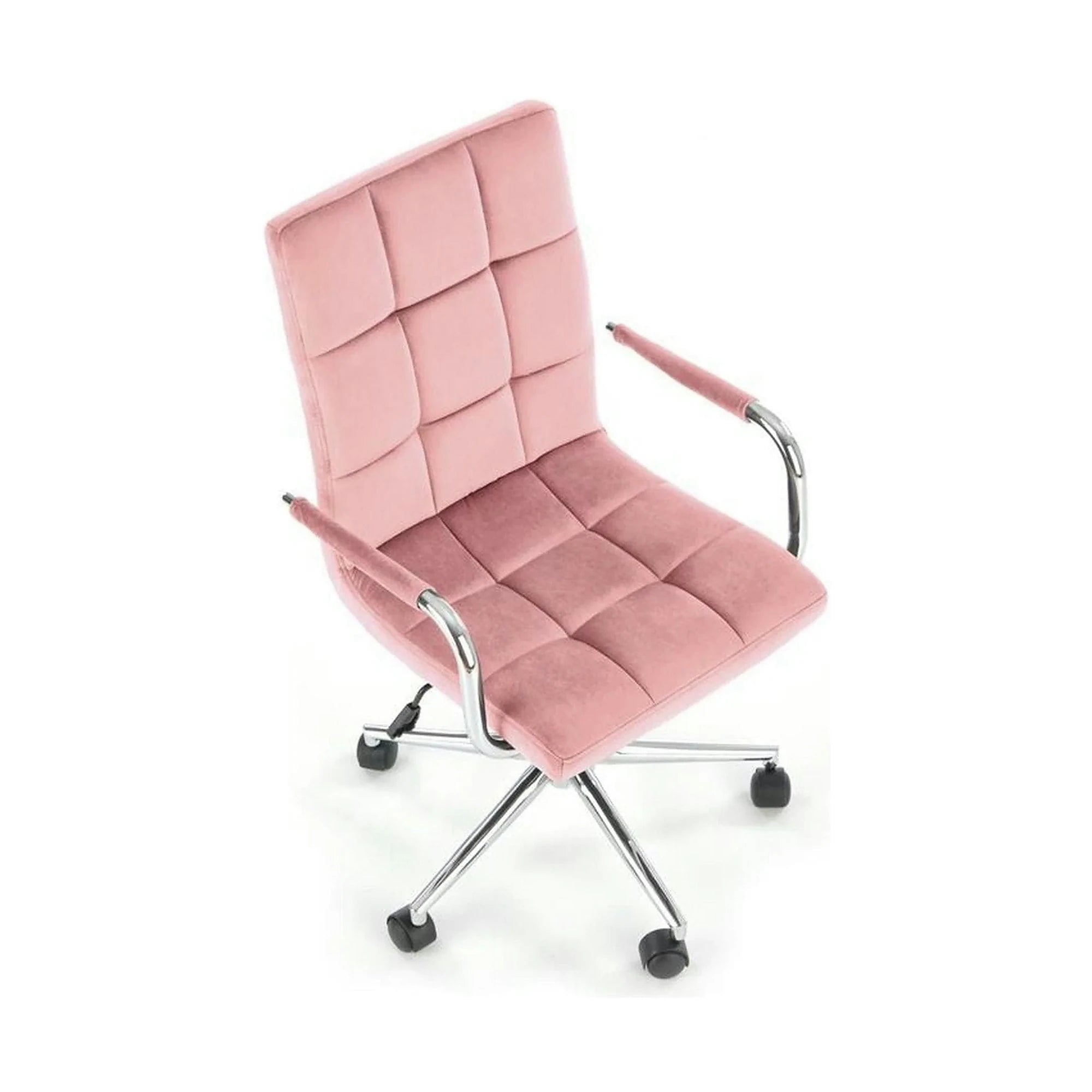 Scaun de birou GONZO 4, roz/crom, stofa catifelata/metal, 60x53x93/105 cm