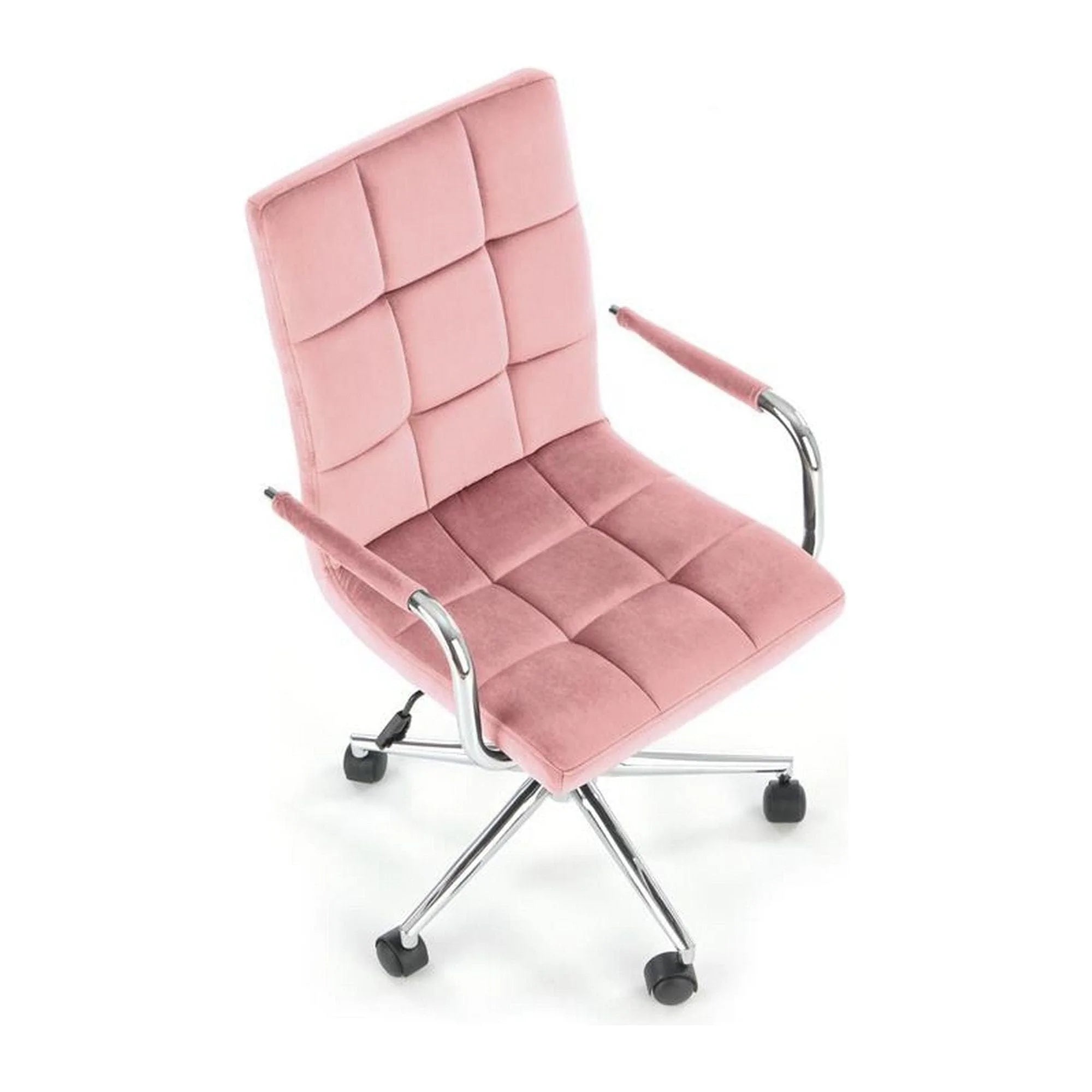Scaun de birou GONZO 4, roz/crom, stofa catifelata/metal, 60x53x93/105 cm