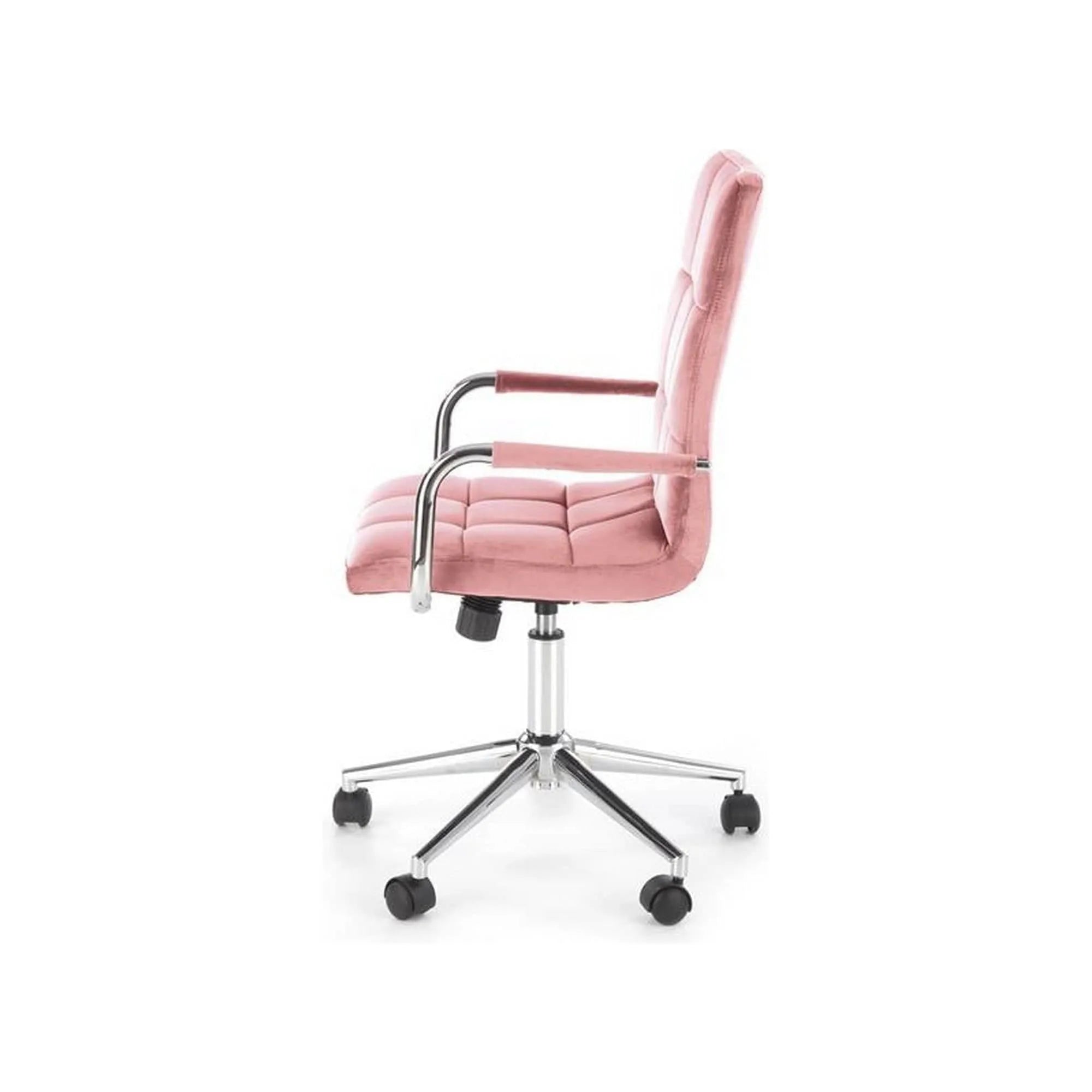 Scaun de birou GONZO 4, roz/crom, stofa catifelata/metal, 60x53x93/105 cm