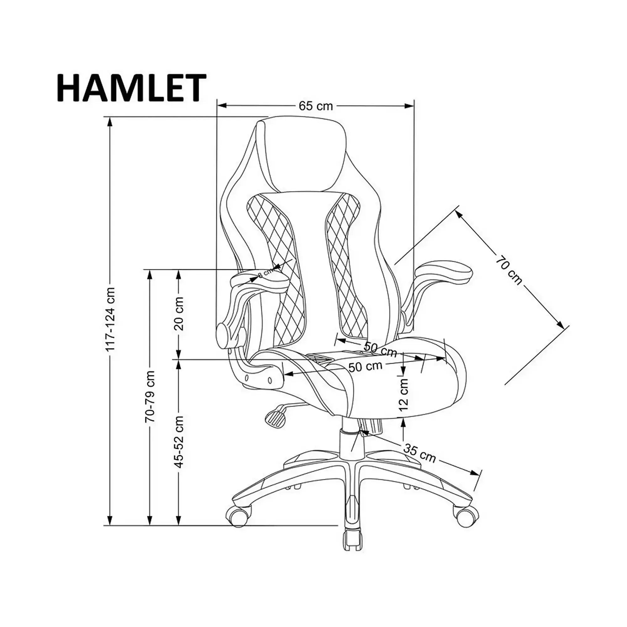 Scaun de birou HAMLET, negru/gri, piele ecologica, 65x70x117 cm
