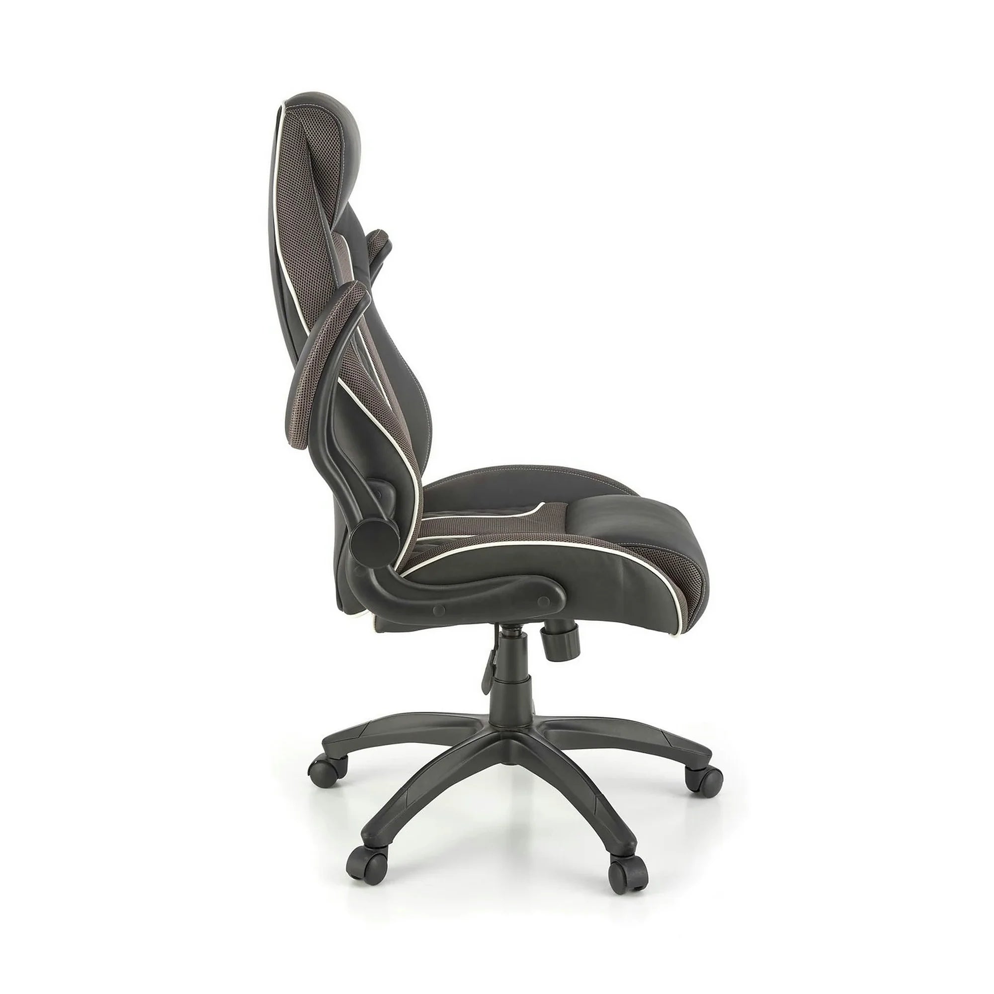 Scaun de birou HAMLET, negru/gri, piele ecologica, 65x70x117 cm