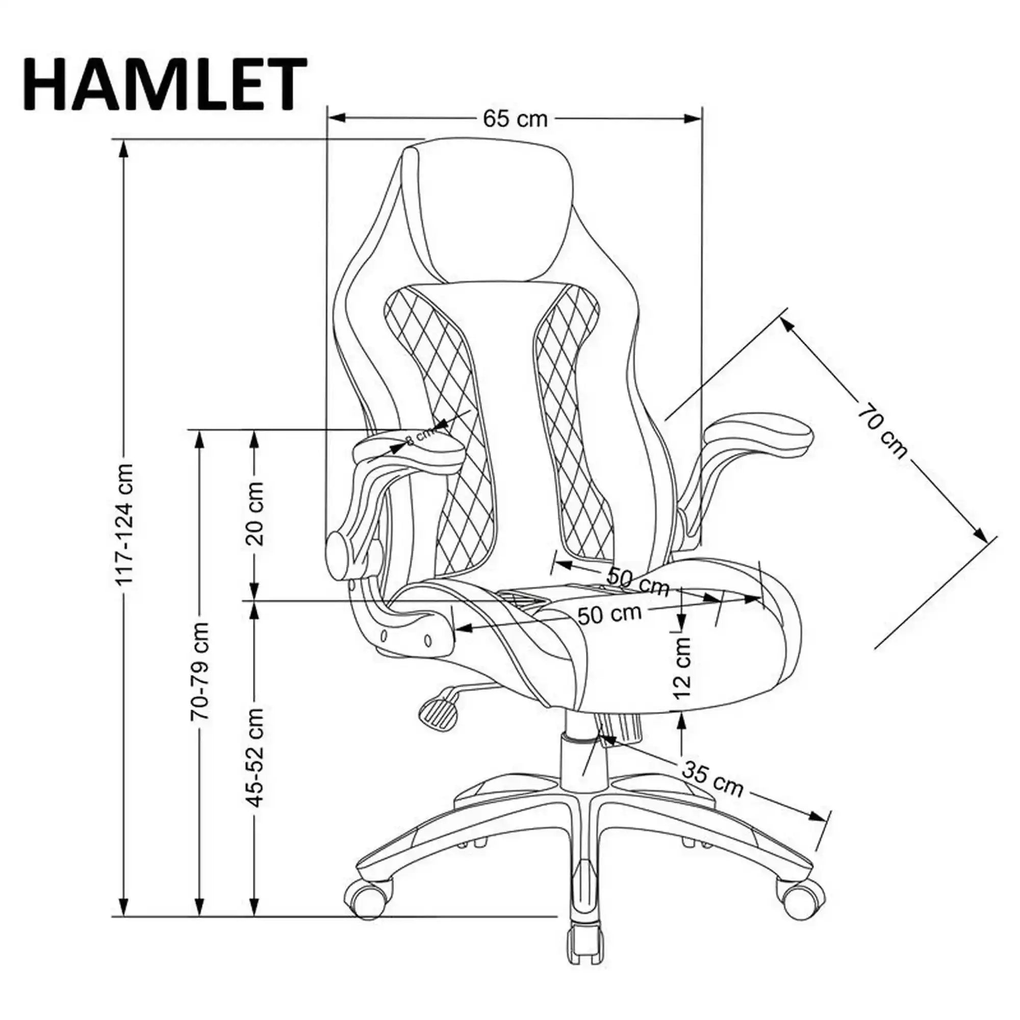 Scaun de birou HAMLET, negru/gri, piele ecologica, 65x70x117 cm
