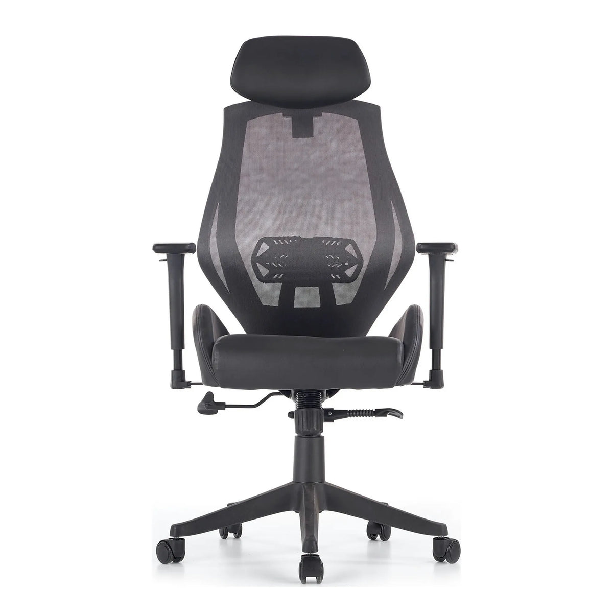 Scaun de birou HASEL, gri, piele ecologica/plasa, 68x78x110/118 cm