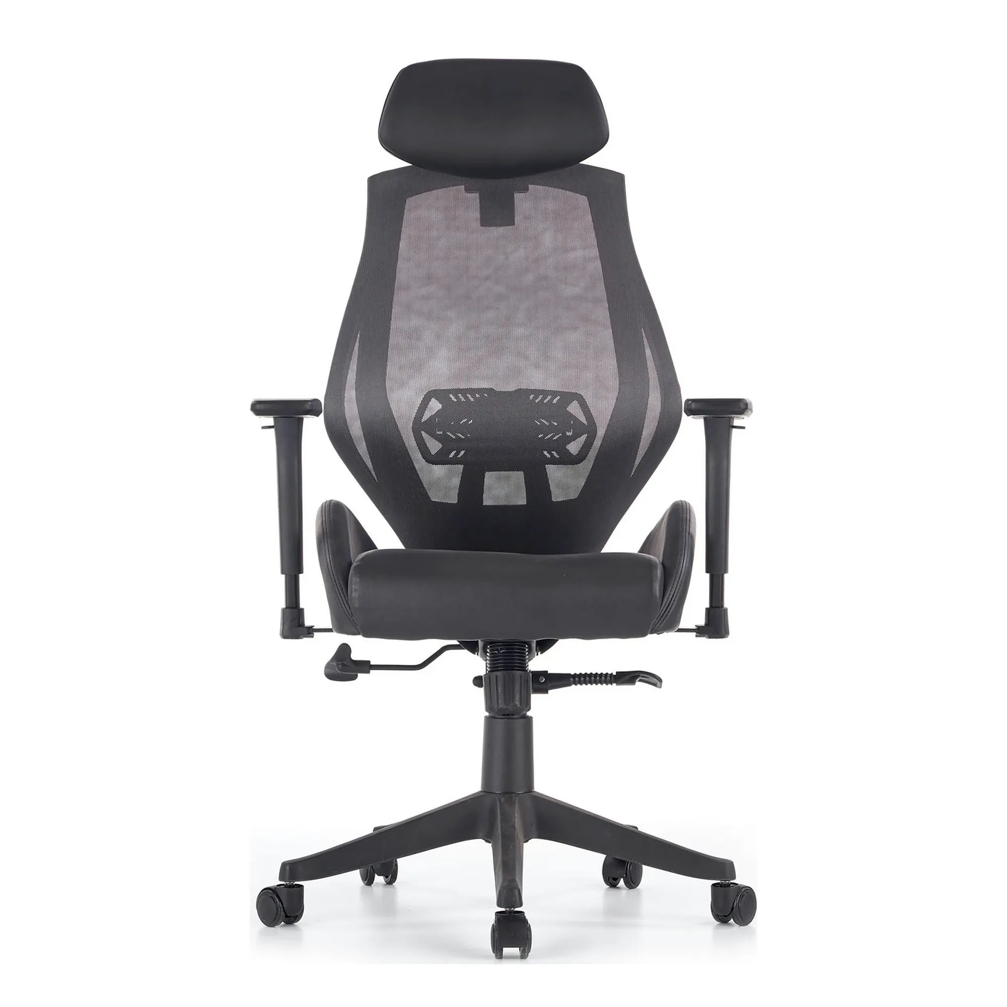 Scaun de birou HASEL, gri, piele ecologica/plasa, 68x78x110/118 cm