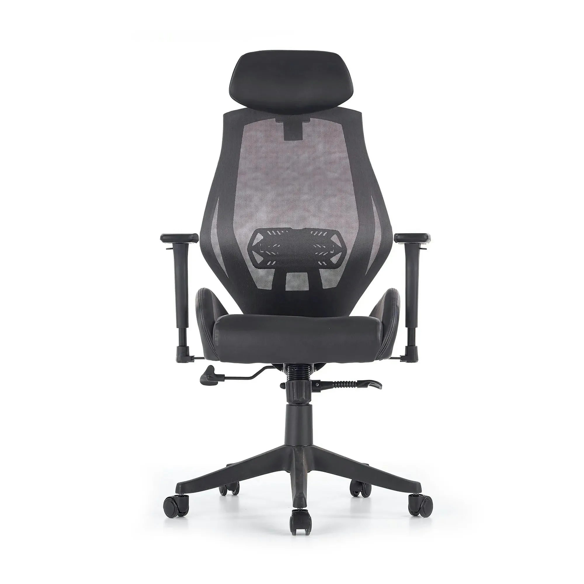 Scaun de birou HASEL, gri, piele ecologica/plasa, 68x78x110/118 cm