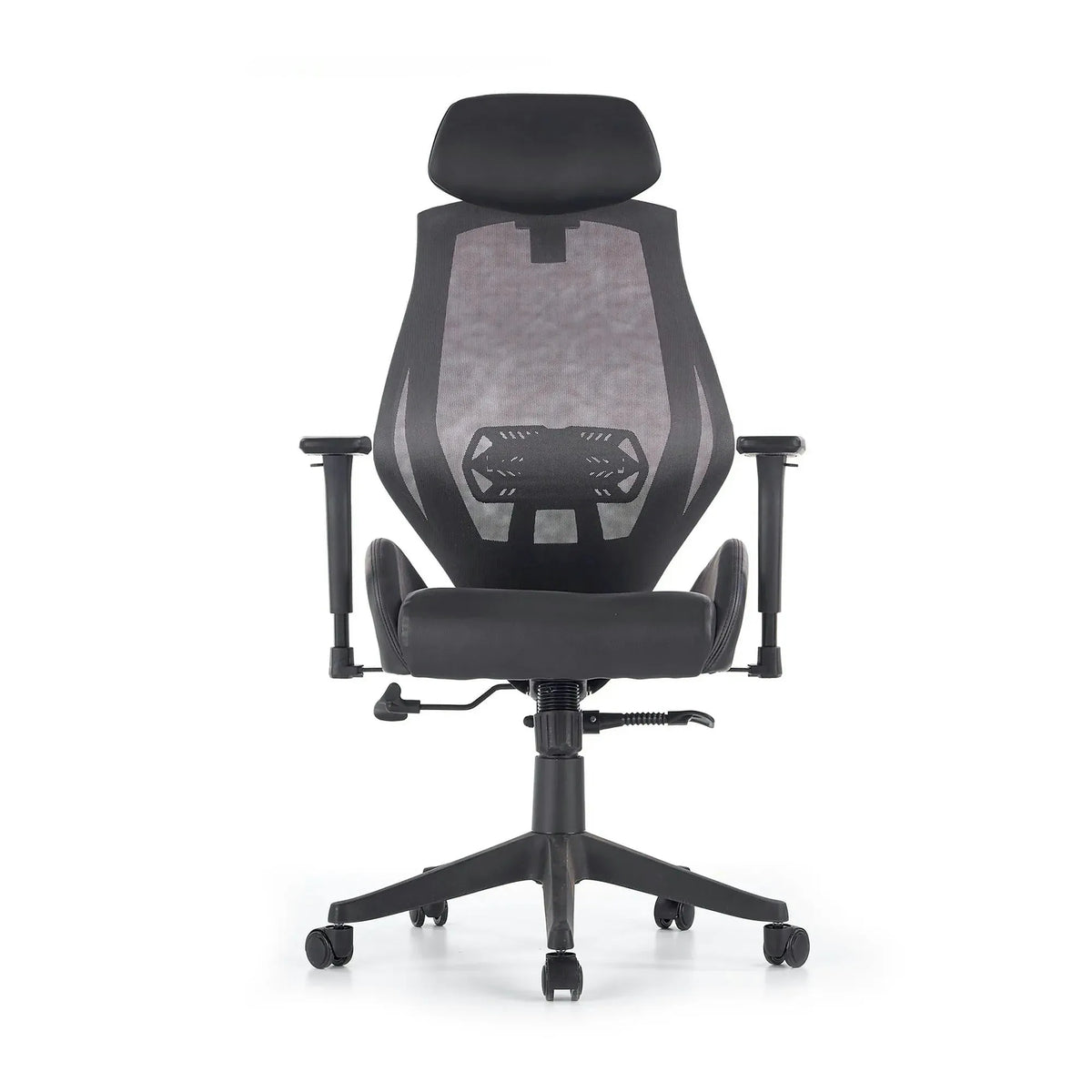 Scaun de birou HASEL, gri, piele ecologica/plasa, 68x78x110/118 cm