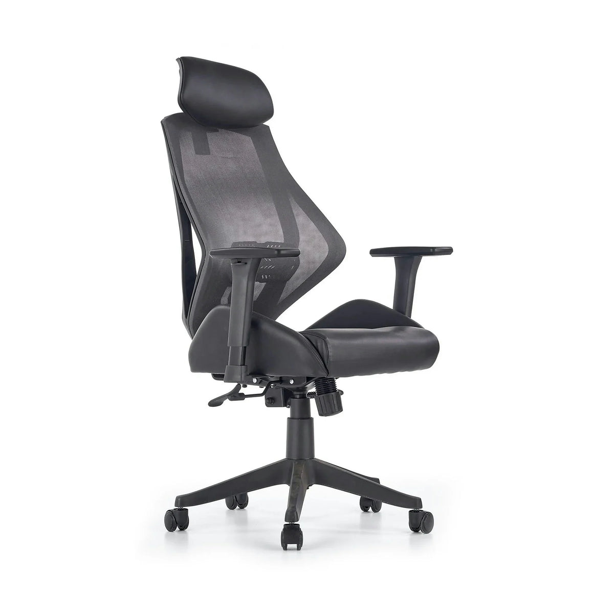 Scaun de birou HASEL, gri, piele ecologica/plasa, 68x78x110/118 cm