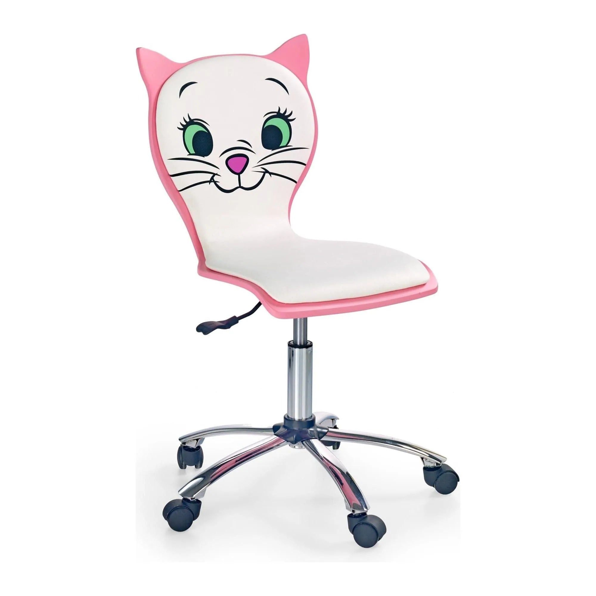 Scaun de birou HELLO KITTY, alb/roz, piele ecologica/placaj indoit, 44x45x83/95 cm