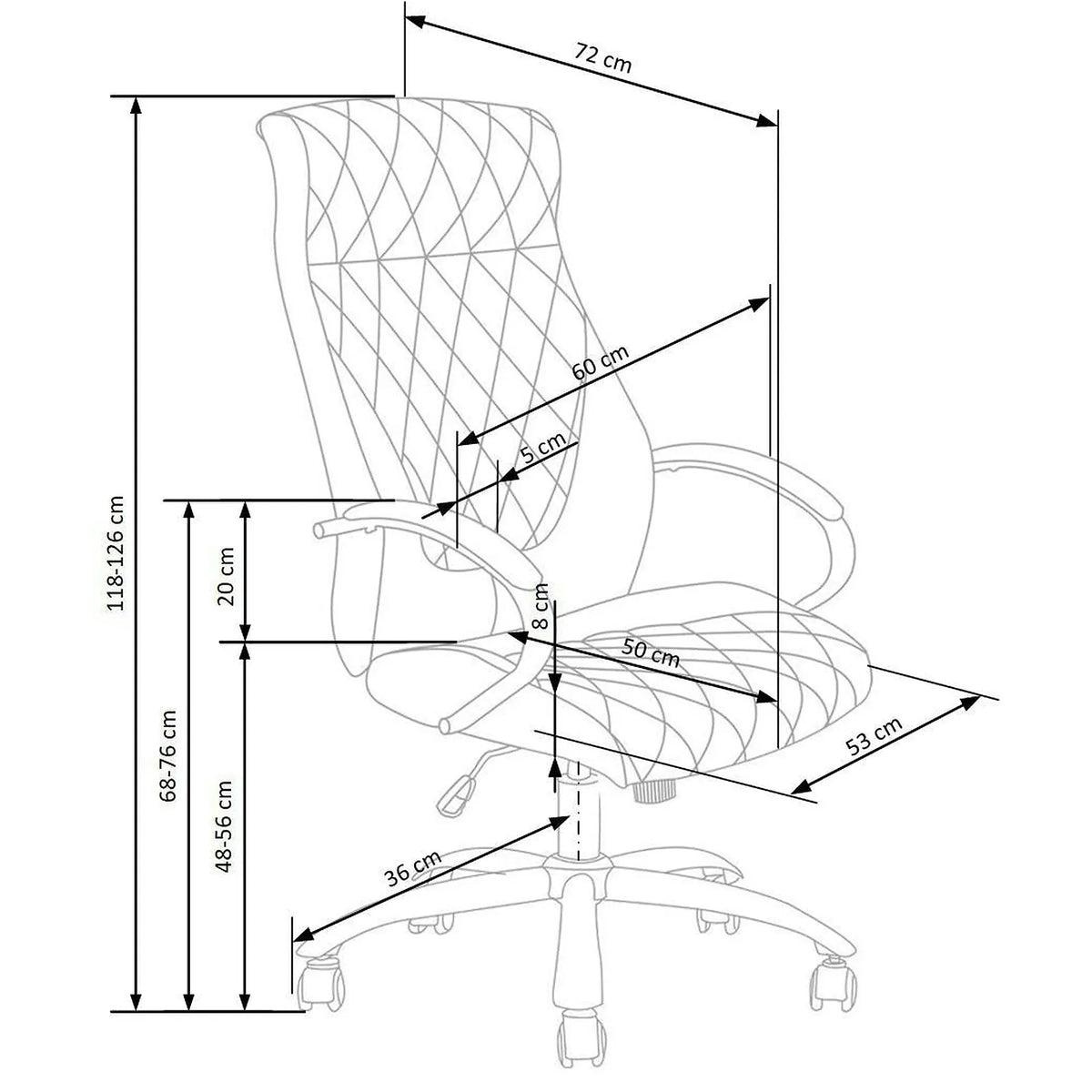Scaun de birou HILTON, maro, piele ecologica, 60x72x118/126 cm
