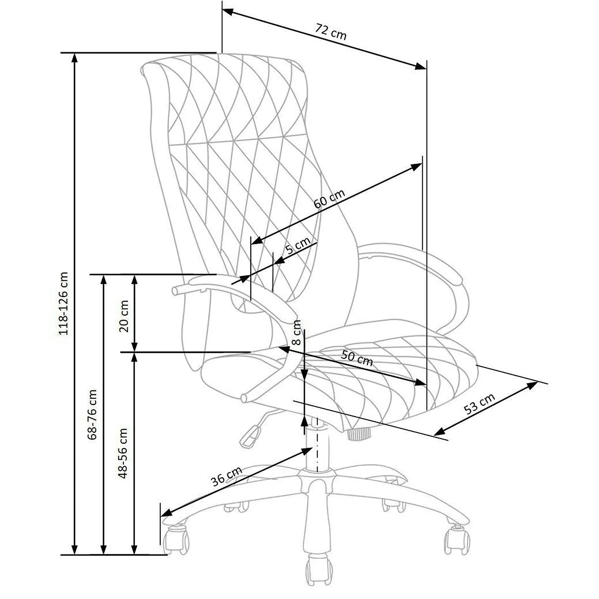 Scaun de birou HILTON, maro, piele ecologica, 60x72x118/126 cm