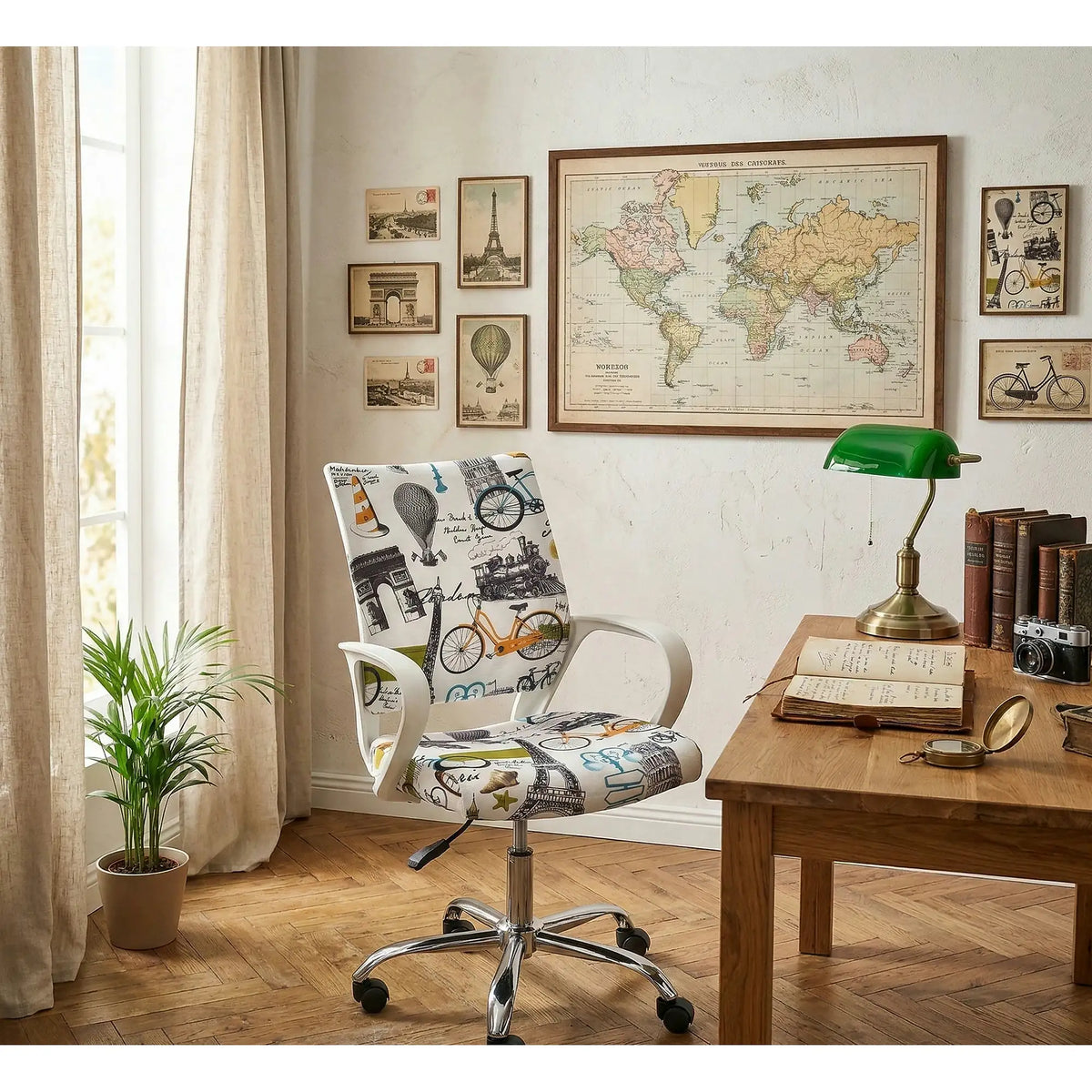 Scaun de birou IBIS PARIS, multicolor, stofa, 53x59x88/100 cm