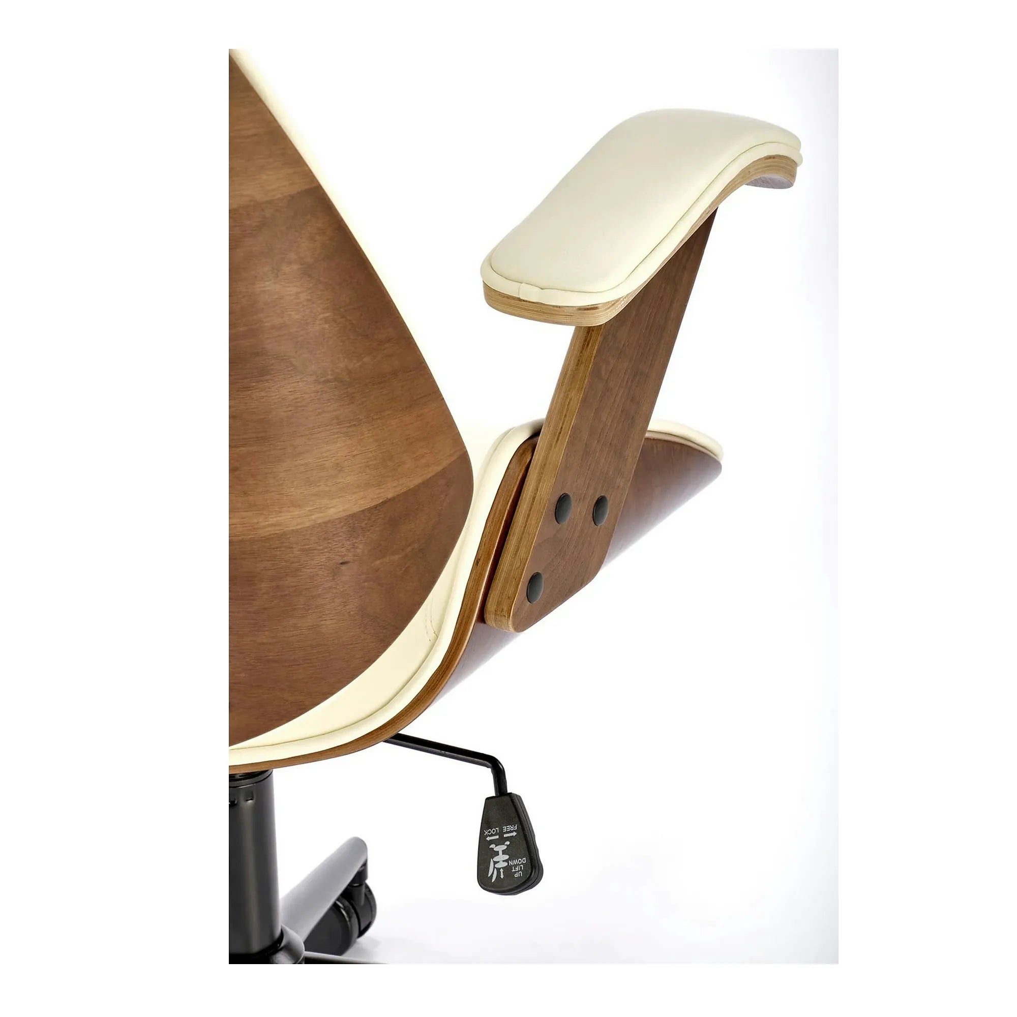 Scaun de birou IGNAZIO, crem/nuc, placaj indoit/piele ecologica, 62x70x119 cm