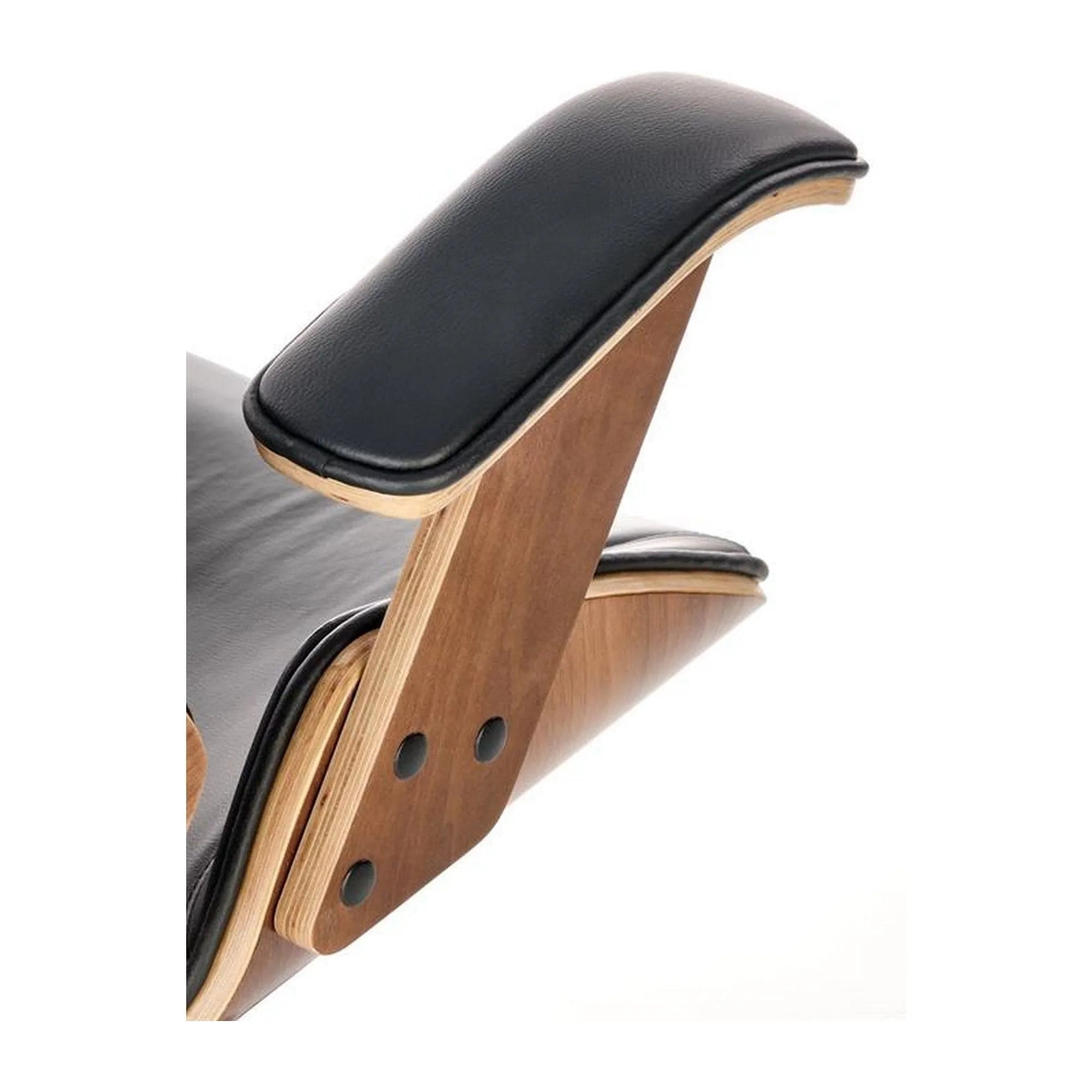 Scaun de birou IGNAZIO, negru/nuc, piele ecologica/placaj indoit/metal, 62x70x119/129 cm