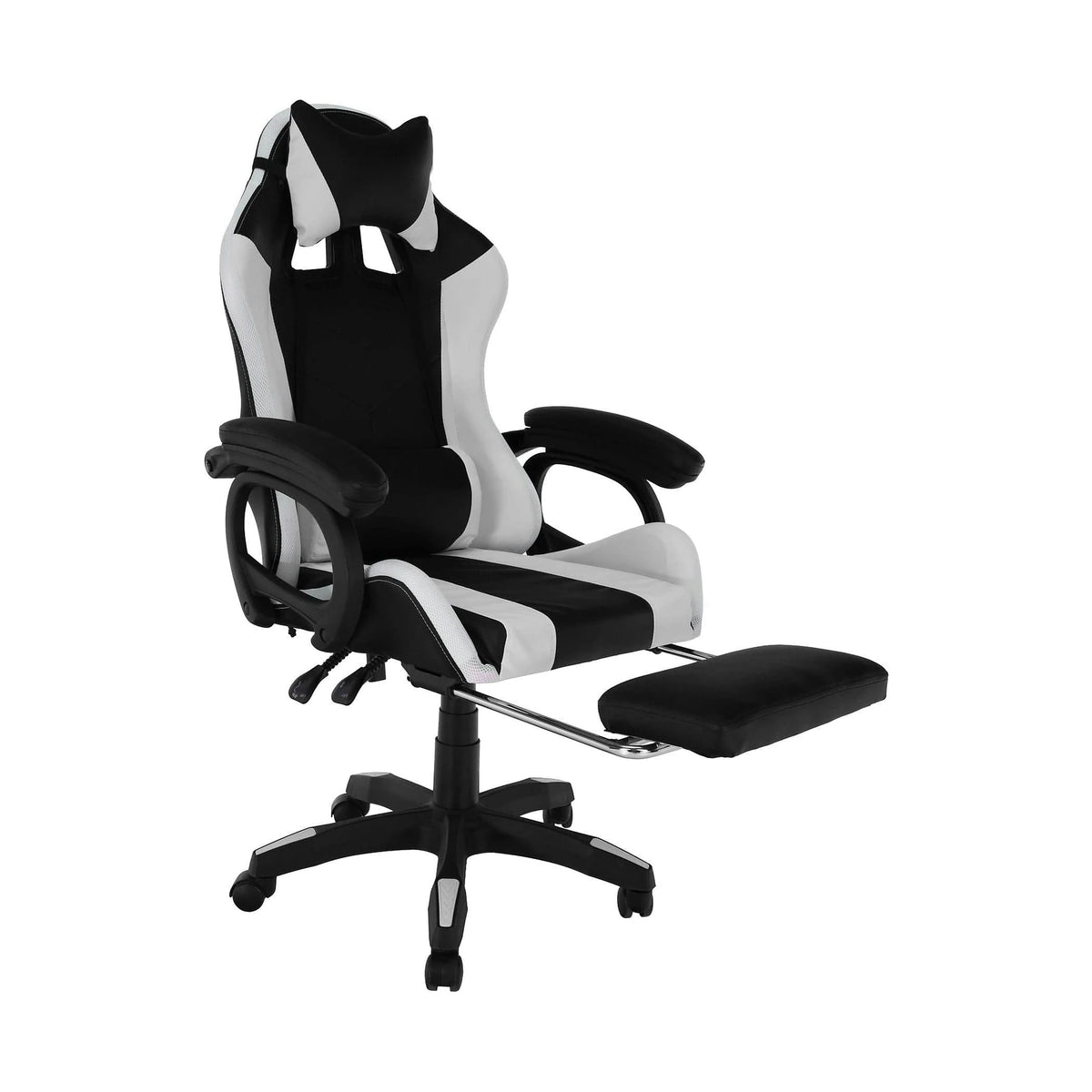 Scaun de birou JOVELA, negru/alb, piele ecologica, 65x65x114/124 cm