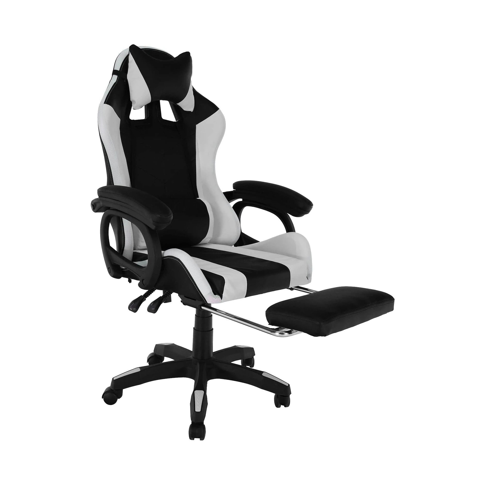 Scaun de birou JOVELA, negru/alb, piele ecologica, 65x65x114/124 cm