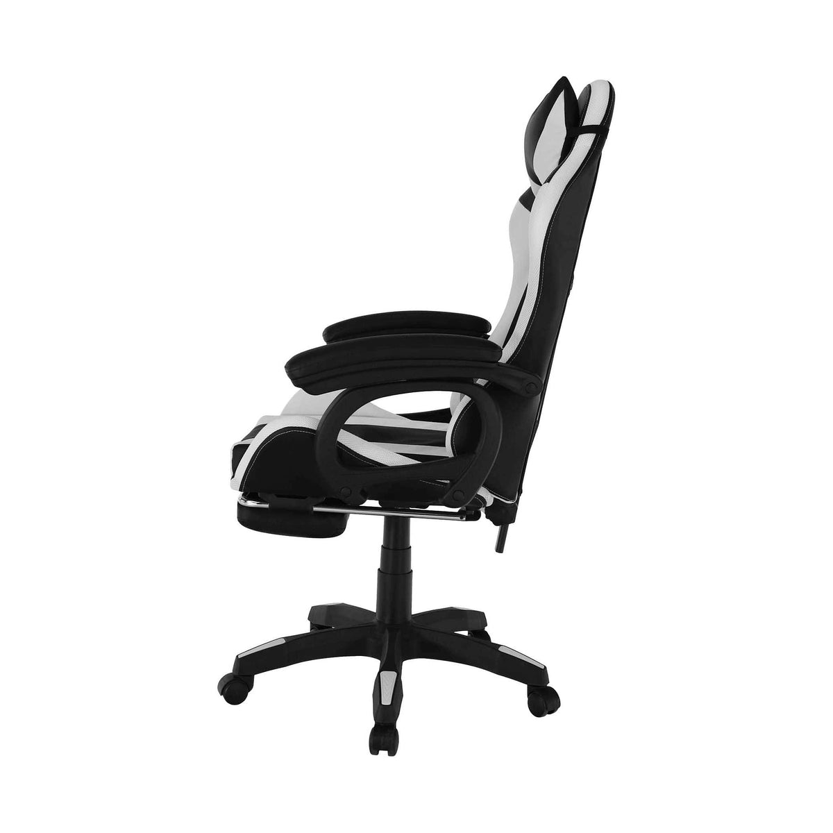 Scaun de birou JOVELA, negru/alb, piele ecologica, 65x65x114/124 cm