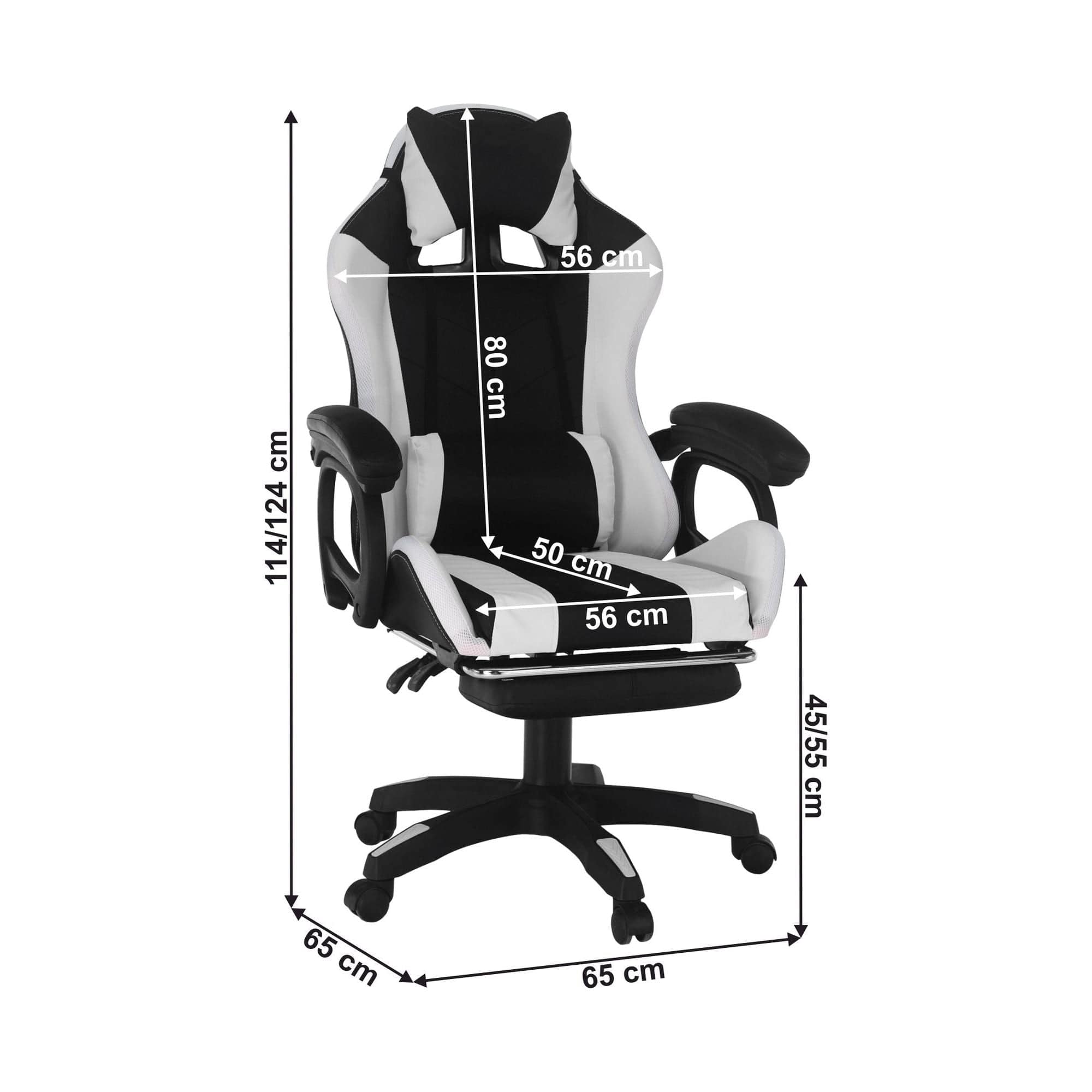 Scaun de birou JOVELA, negru/alb, piele ecologica, 65x65x114/124 cm