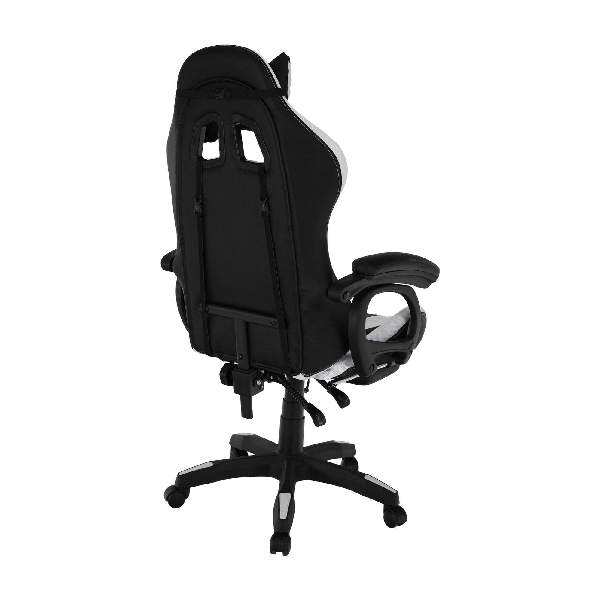 Scaun de birou JOVELA, negru/alb, piele ecologica, 65x65x114/124 cm