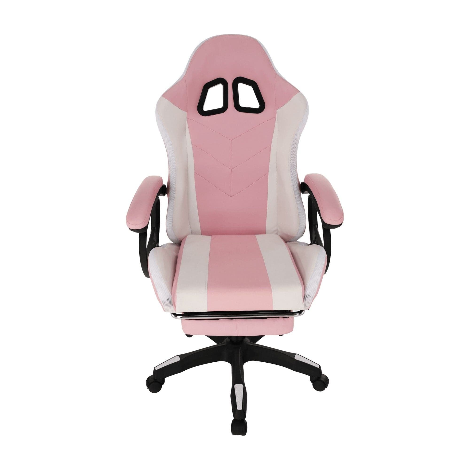 Scaun de birou JOVELA, roz/alb, piele ecologica, 65x65x114/124 cm