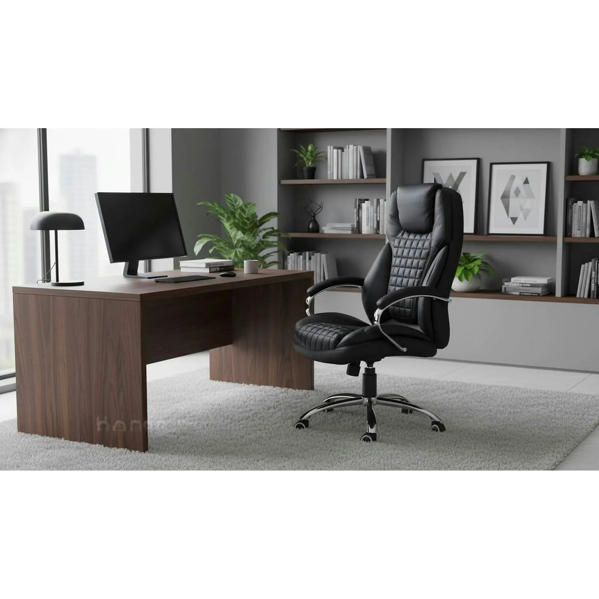 Scaun de birou KING, negru, piele ecologica, 67x76x116/124 cm