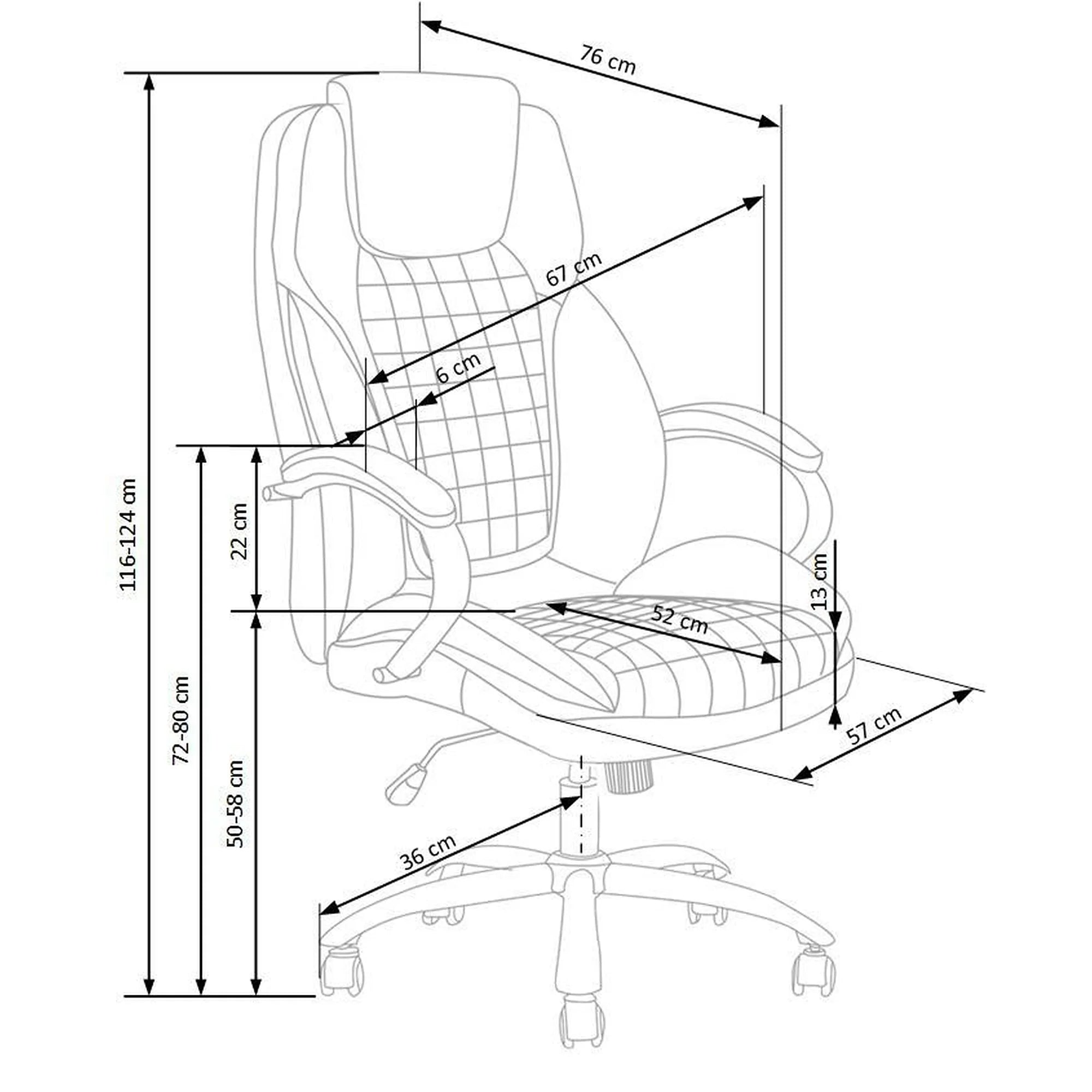 Scaun de birou KING, negru, piele ecologica, 67x76x116/124 cm