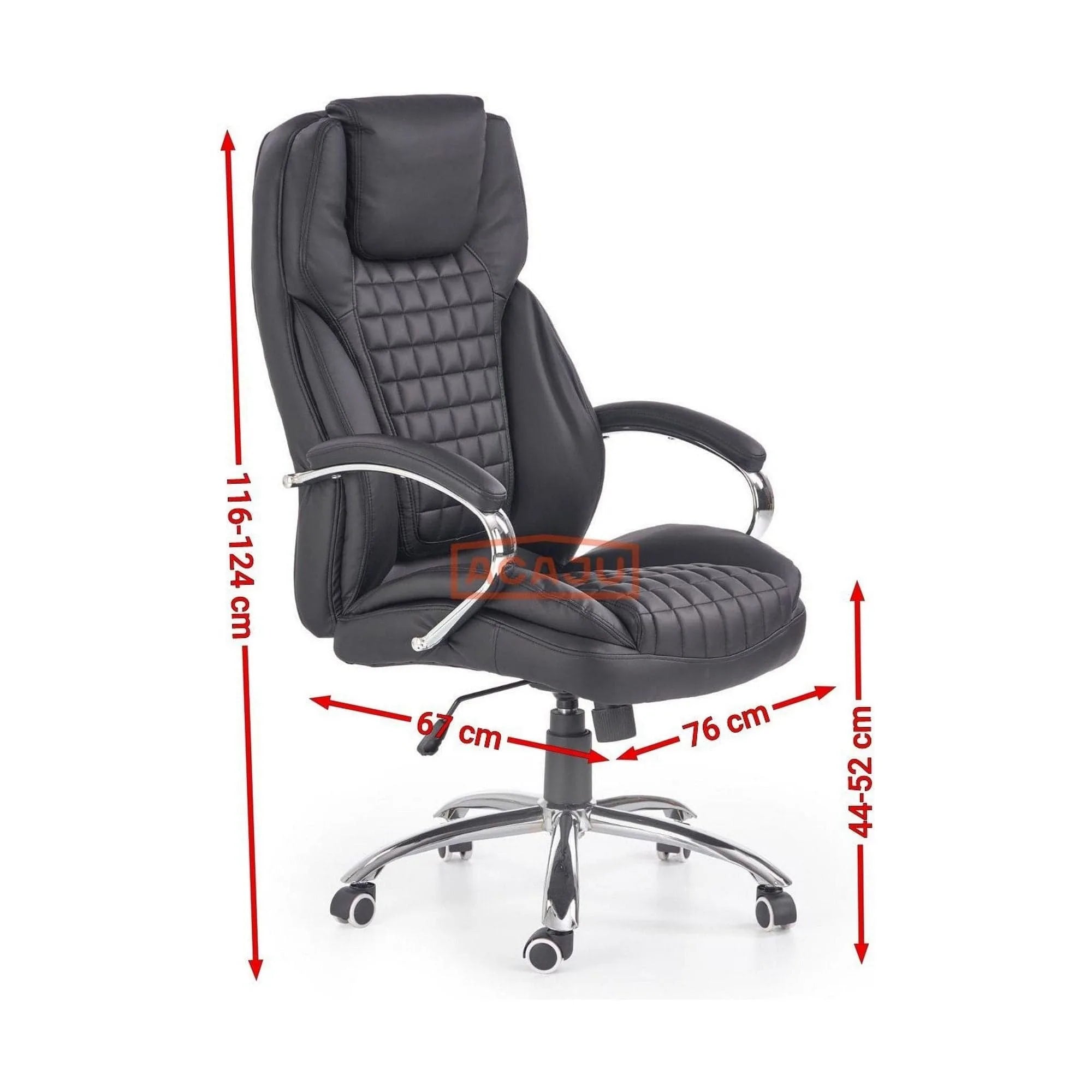 Scaun de birou KING, negru, piele ecologica, 67x76x116/124 cm