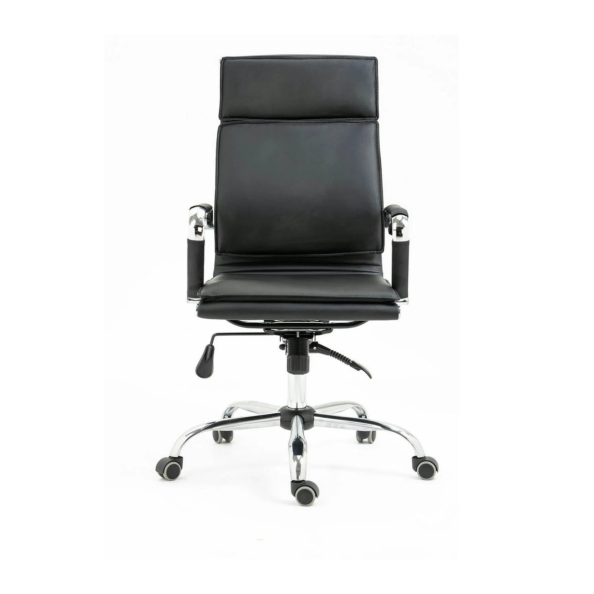 Scaun de birou MANTUS, negru, piele ecologica, 58x60x108/118 cm